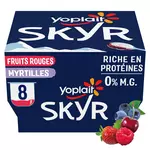 YOPLAIT Skyr fruits rouges myrtilles 0% recette islandaise 8x100g