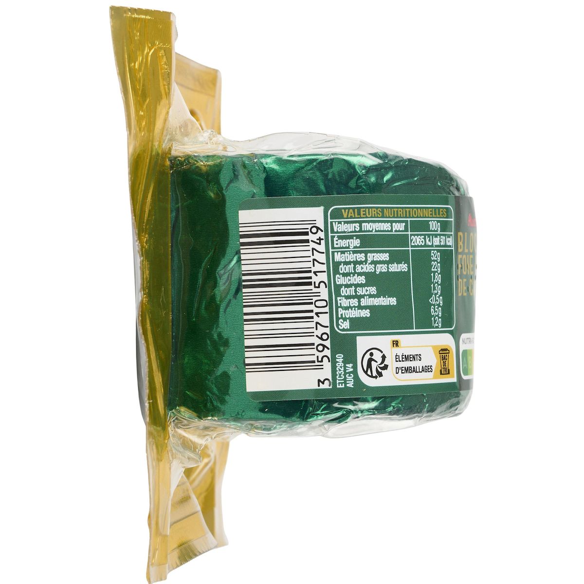 AUCHAN Bloc de foie gras de canard 4-5 parts 190g