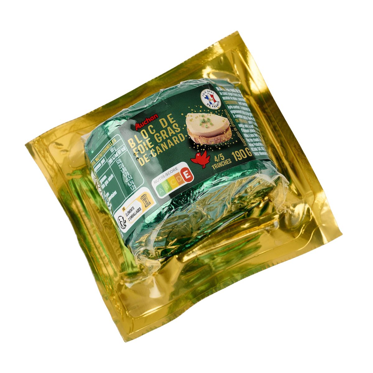AUCHAN Bloc de foie gras de canard 4-5 parts 190g