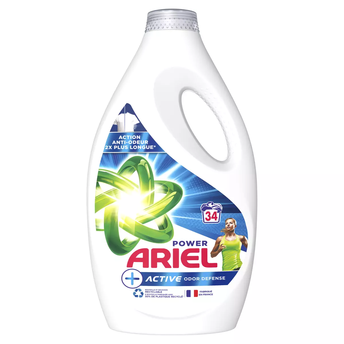 ARIEL Power Lessive liquide + active odor defense 34 lavages 1.7l