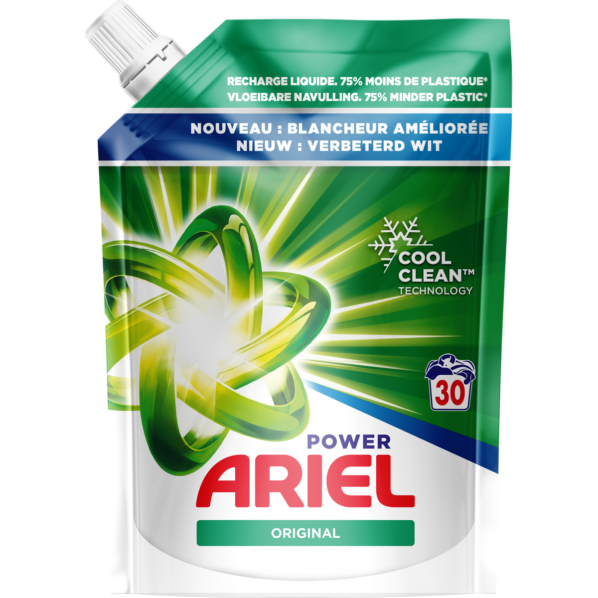ARIEL Power Recharge lessive liquide original 30 lavages 1.5l