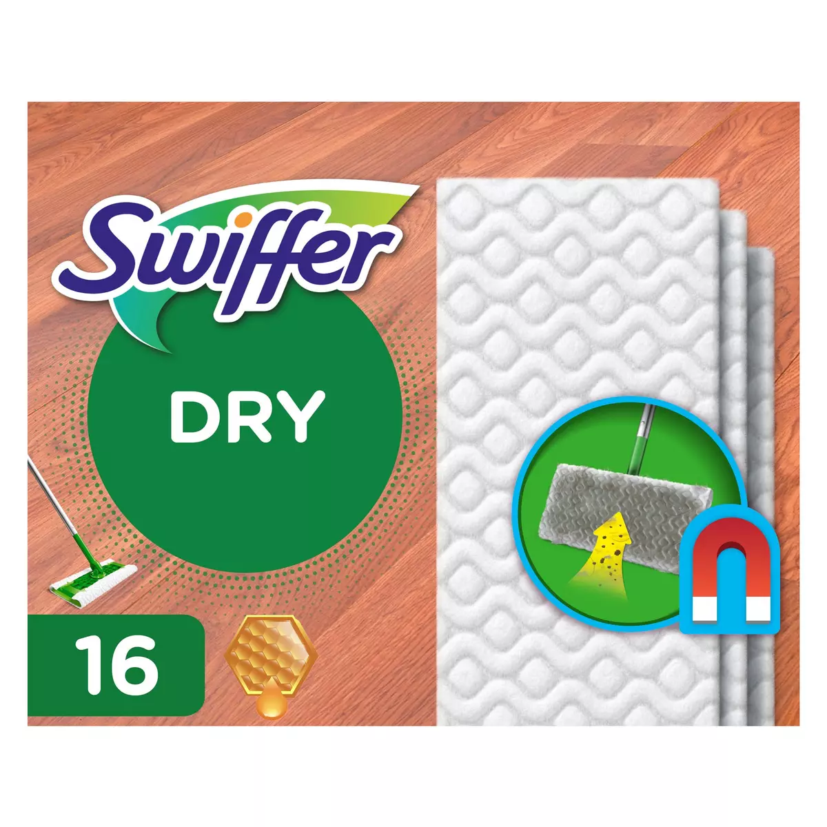 SWIFFER Dry recharge lingettes balai attrape-poussière 16 lingettes