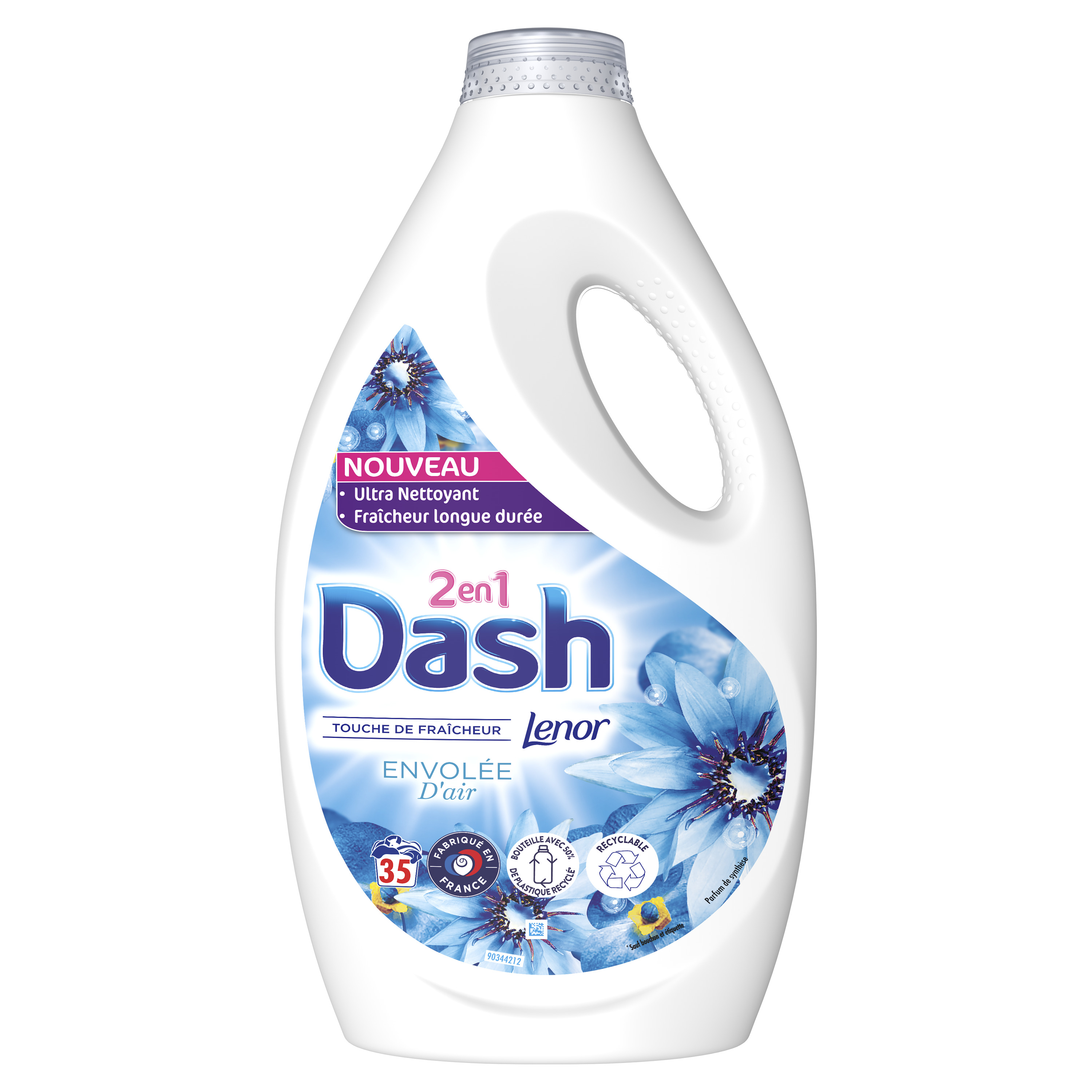 Voir la diapositive 2 : DASH Lessive liquide 2 en 1 Envolée d'air 35 lavages 1,75l