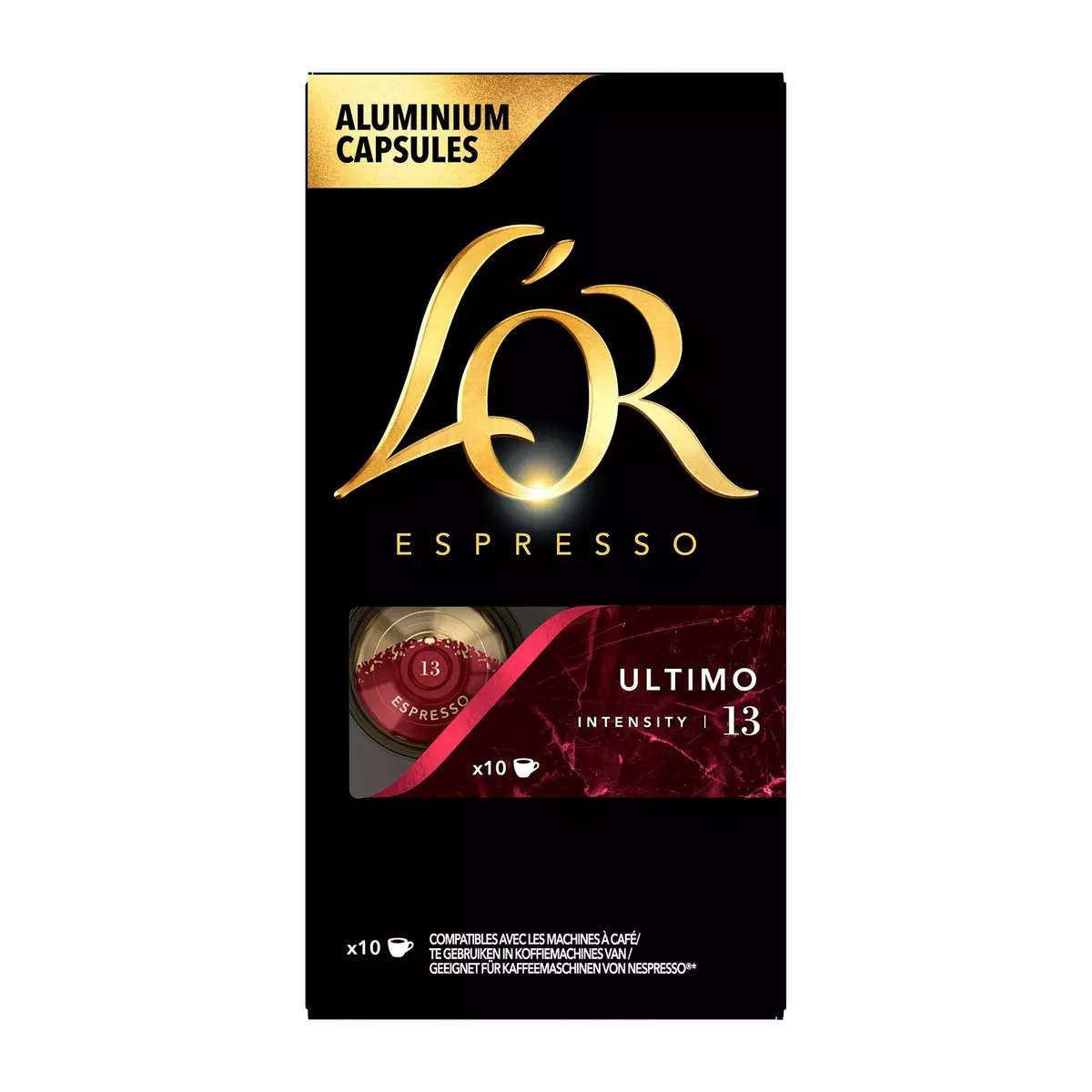 L'OR ESPRESSO Capsules de café Ultimo intensité 13 compatible Nespresso 10 capsules 52g