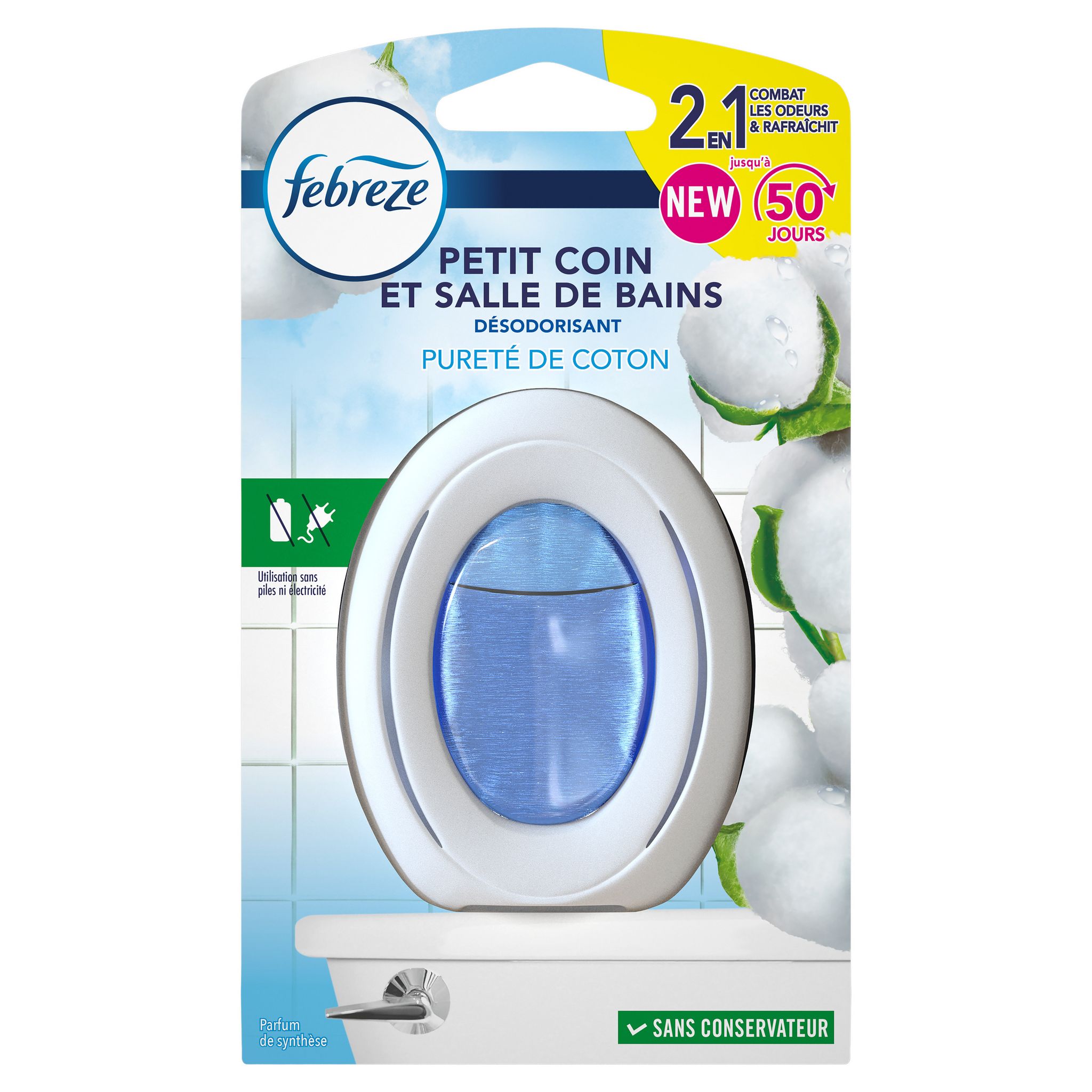 FEBREZE Petit coin et salle de bains Désodorisant pureté de coton 1 pièce