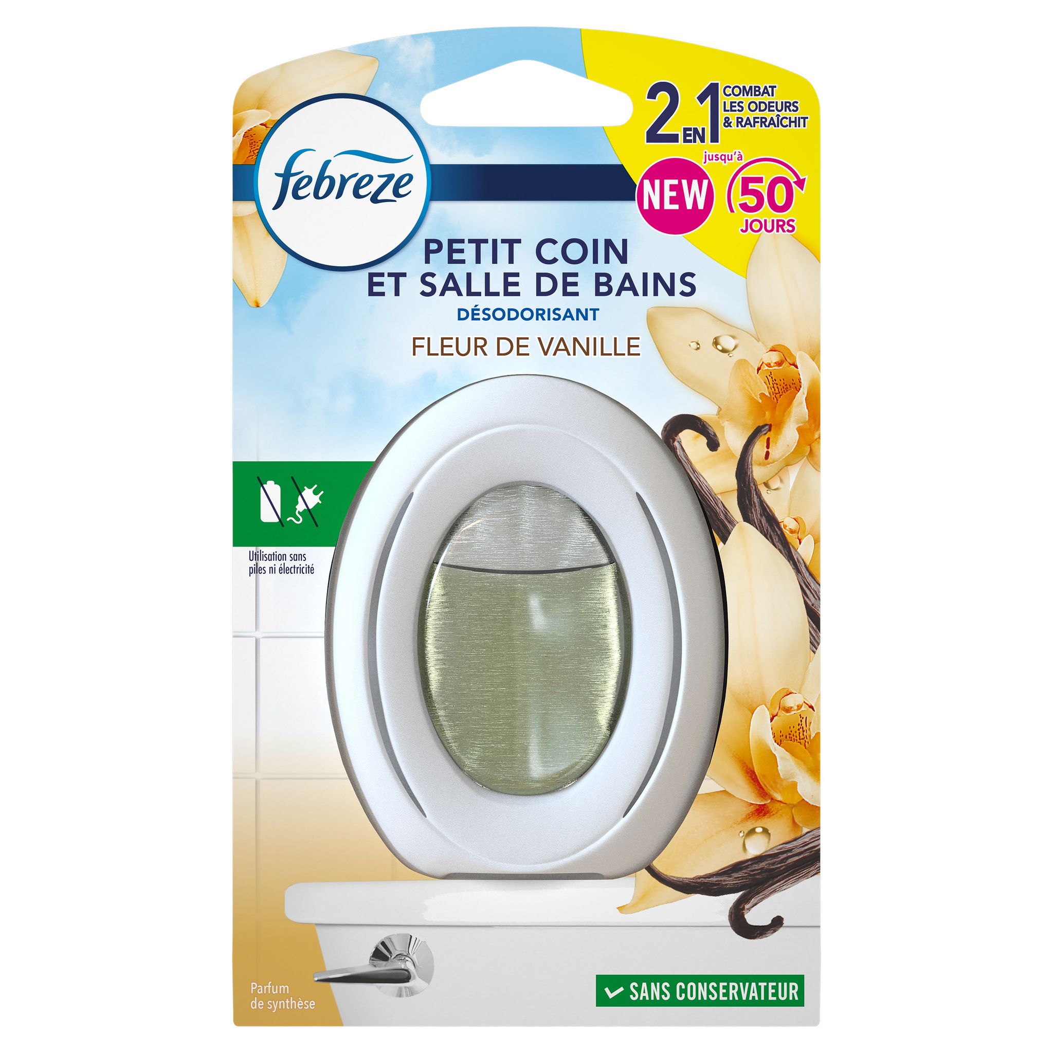 FEBREZE Désodorisant petit coin et salle de bains parfum fleur de vanille 7,5ml
