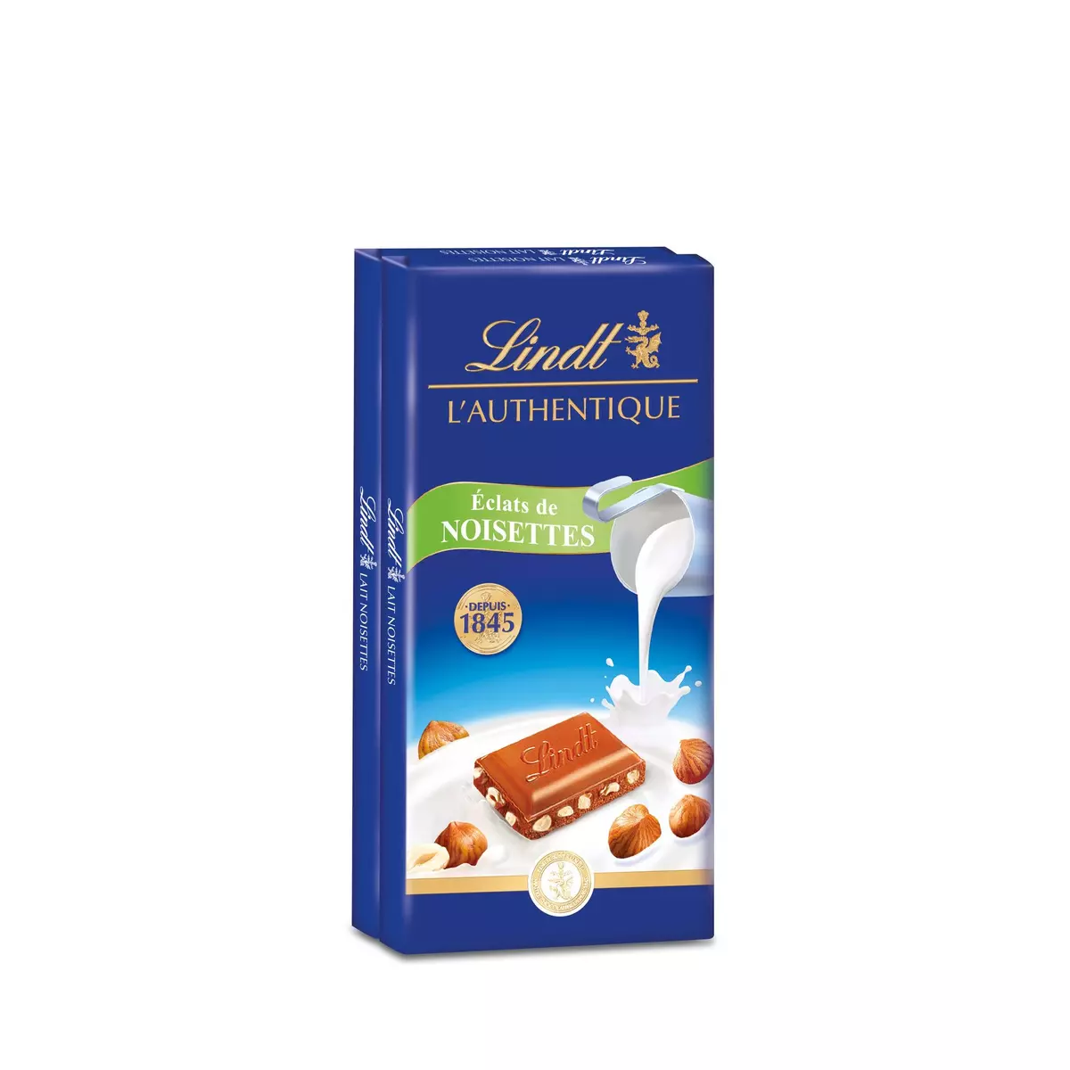 LINDT Maître chocolatier tablette de chocolat au lait noisettes 2 pièces  2x100g pas cher 