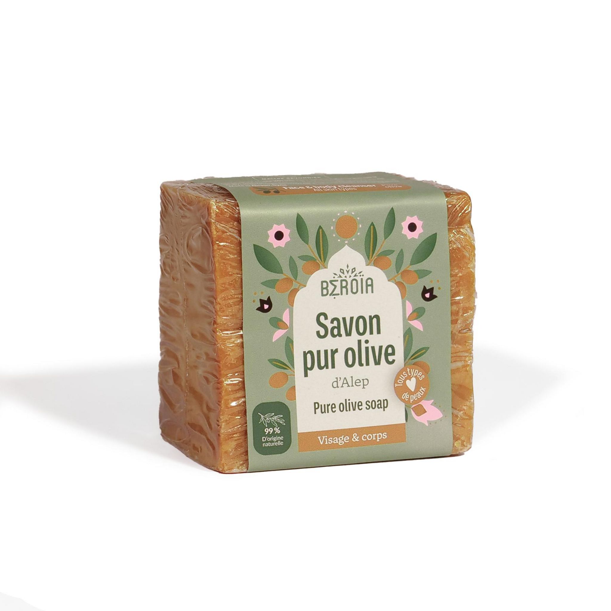 BEROIA Savon pur olive d'Alep tous types de peaux 200g