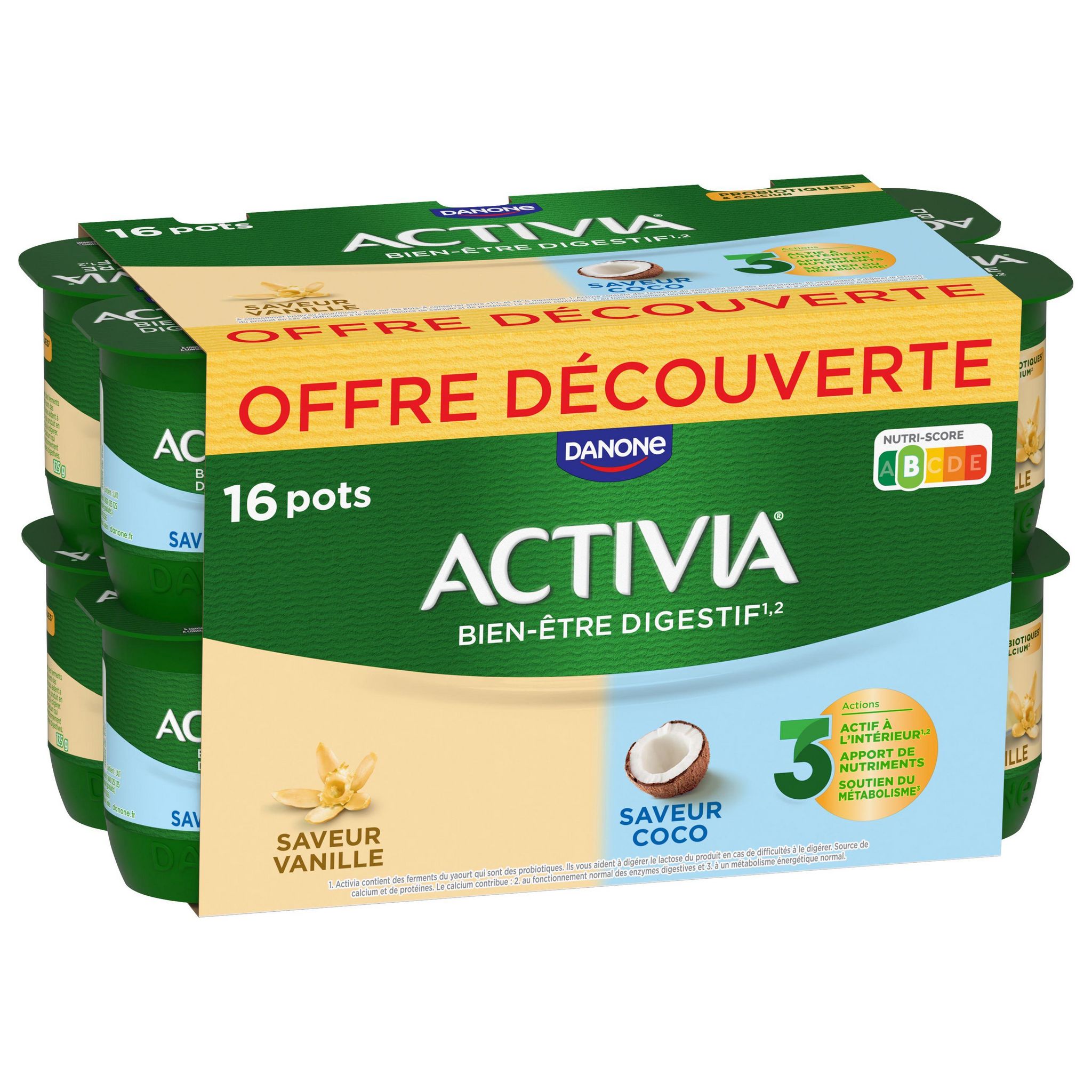 ACTIVIA Yaourt au bifidus vanille et coco 16x125g