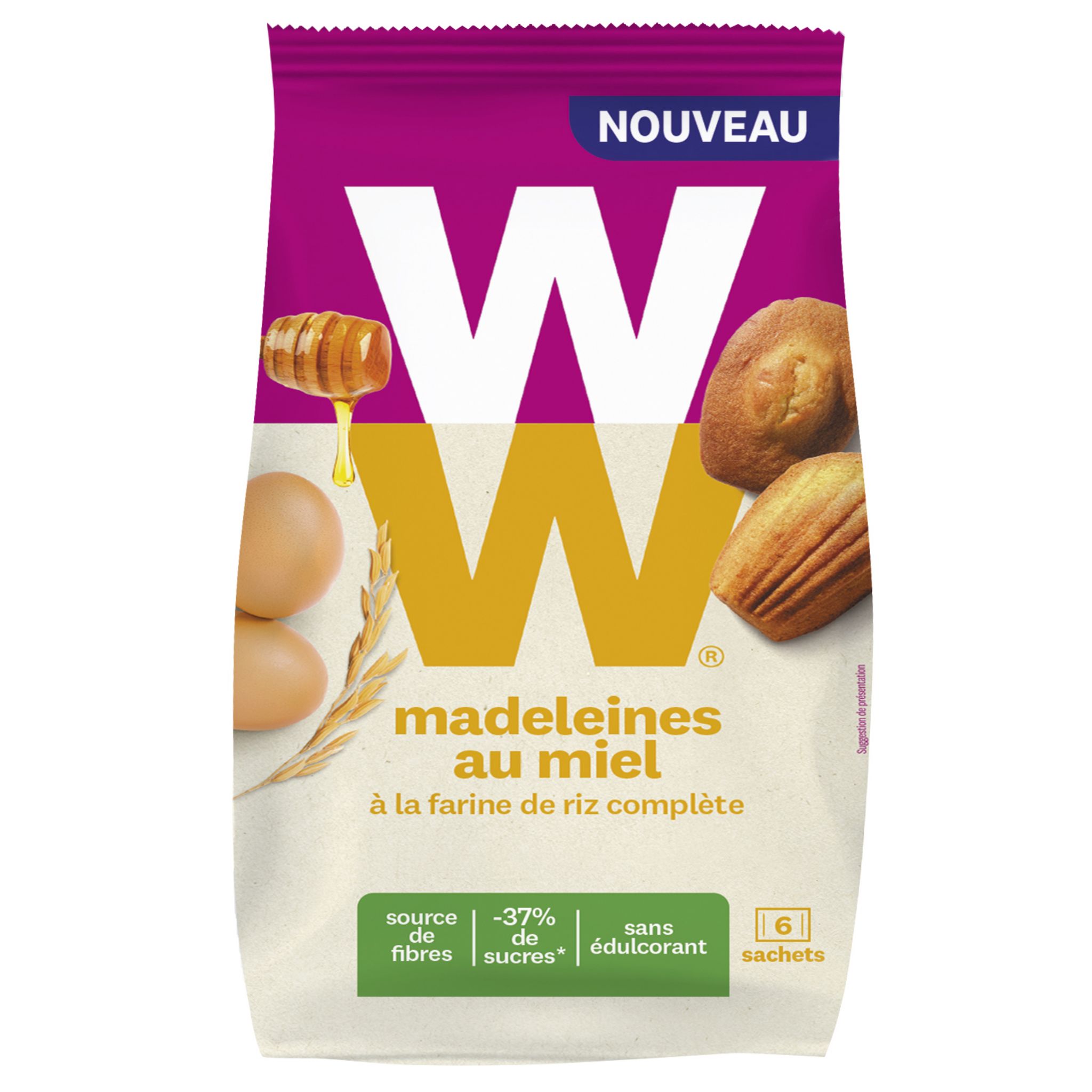WW Madeleines au miel à la farine de riz complète 6 sachets 170g pas cher - Auchan.fr