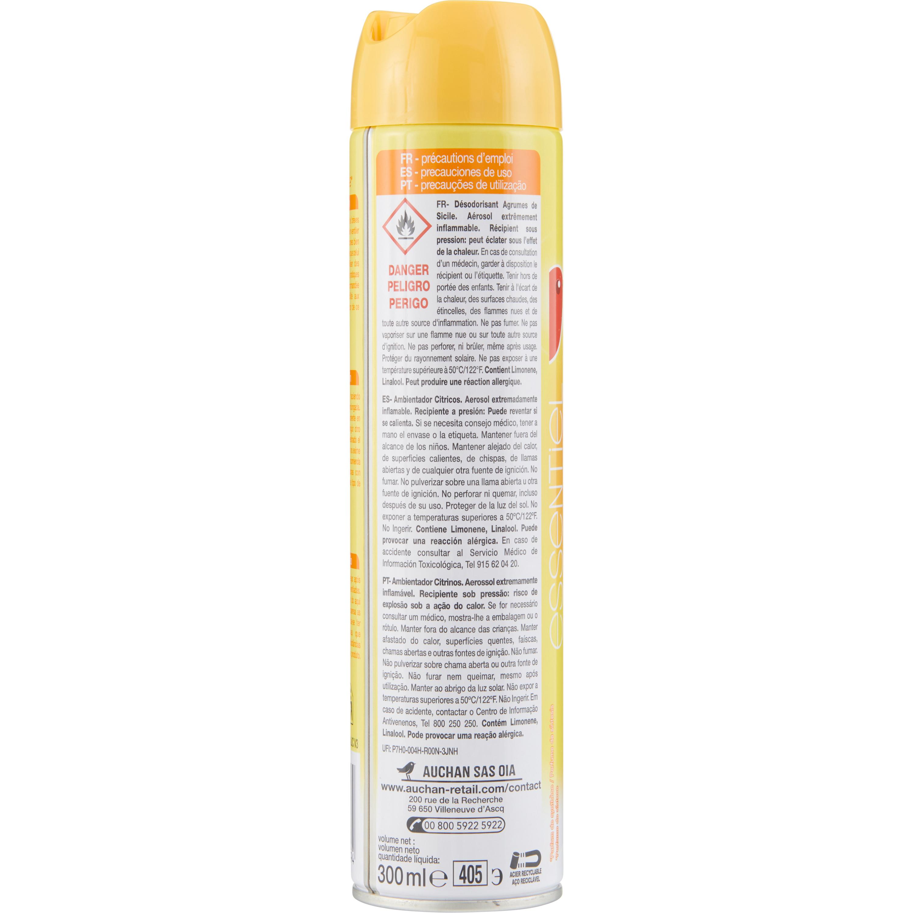 Voir la diapositive 4 : AUCHAN Spray désodorisant aux agrumes de Sicile 300ml