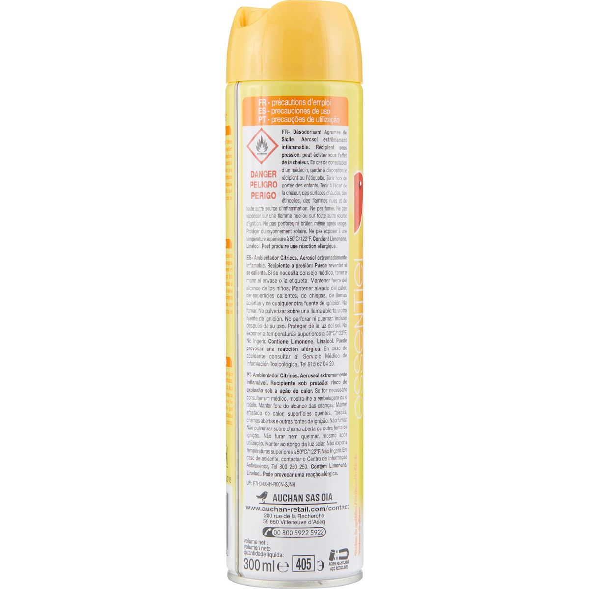AUCHAN Spray désodorisant aux agrumes de Sicile 300ml