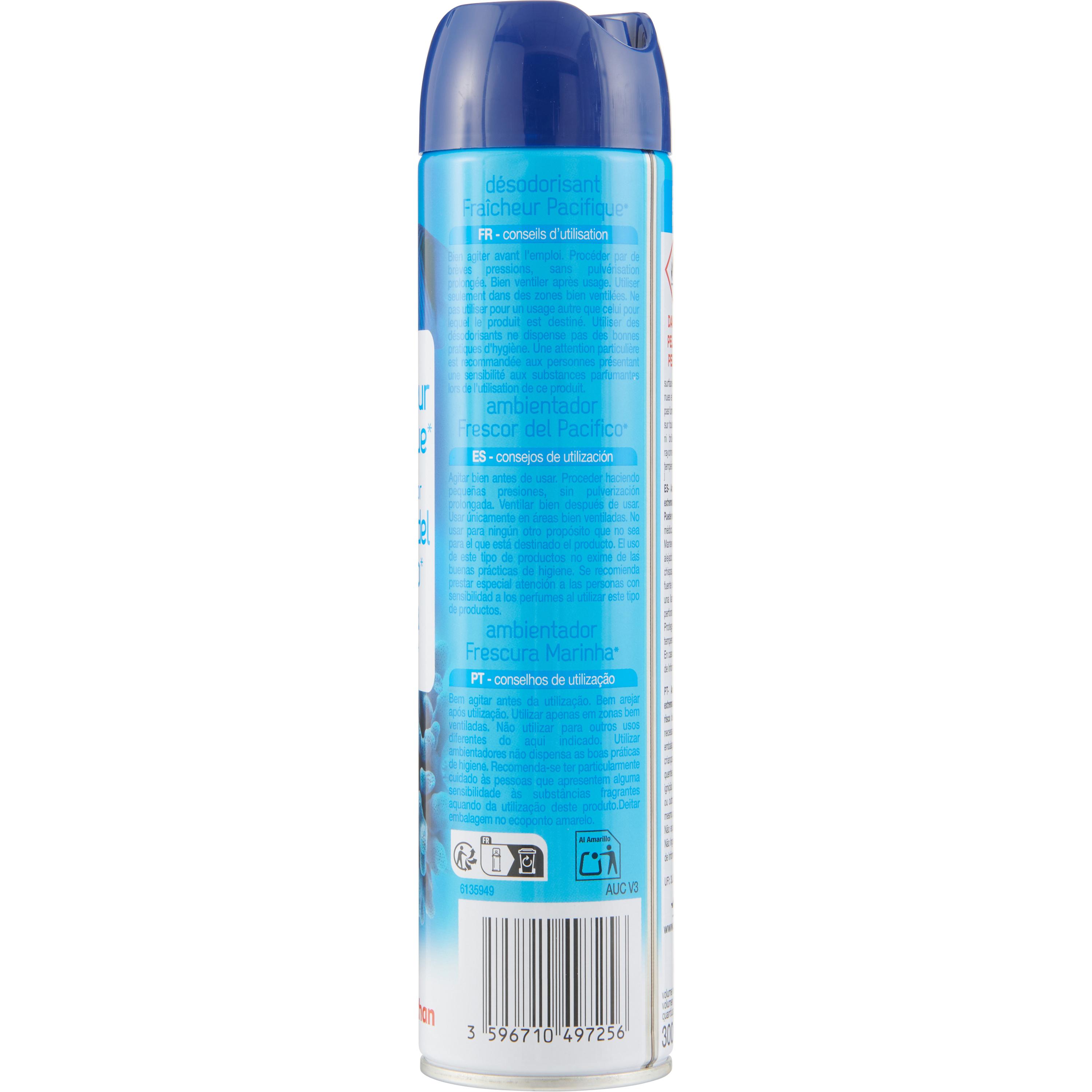 Voir la diapositive 2 : AUCHAN Aérosol désodorisant fraîcheur du pacifique 300ml