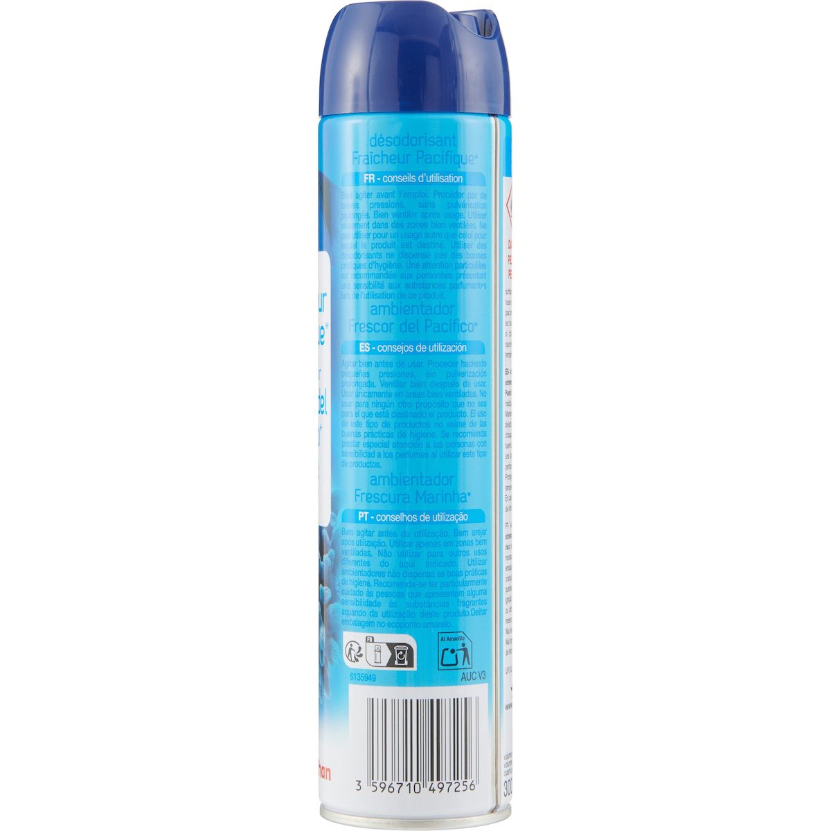 AUCHAN Aérosol désodorisant fraîcheur du pacifique 300ml