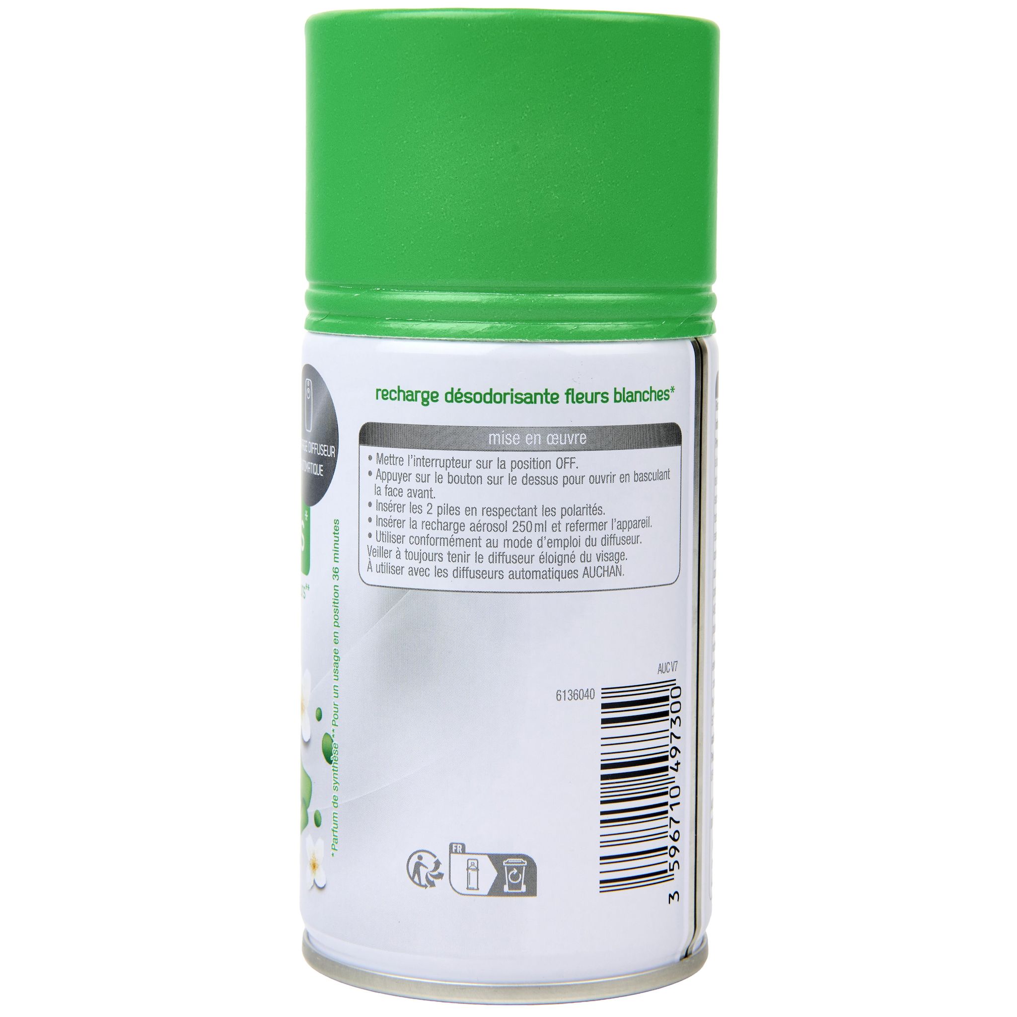 Voir la diapositive 5 : AUCHAN Recharge pour diffuseur automatique fleurs blanches 250ml