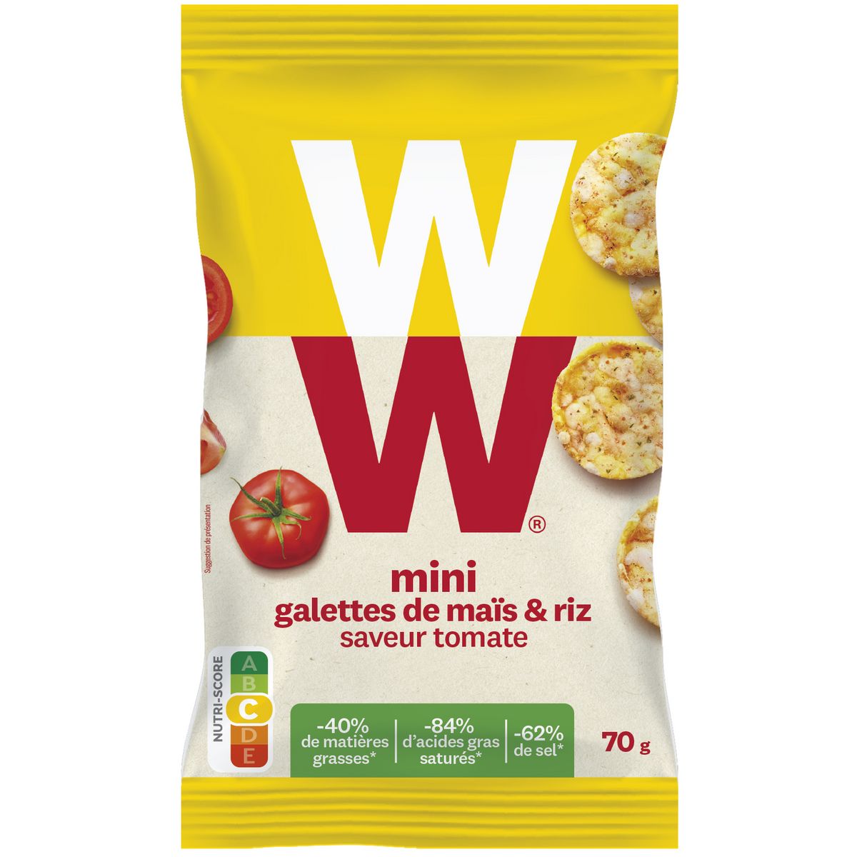 WW Mini galettes de maïs et riz saveur tomate 70g