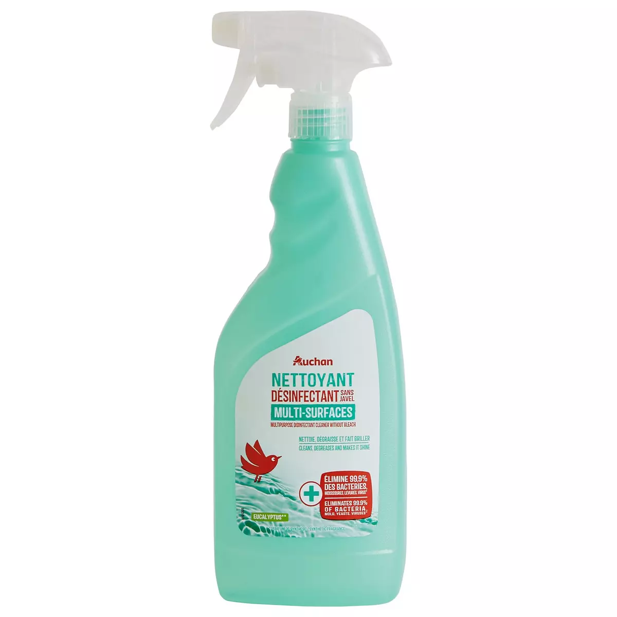 AUCHAN Spray nettoyant désinfectant multi-surfaces à l'eucalyptus 75cl
