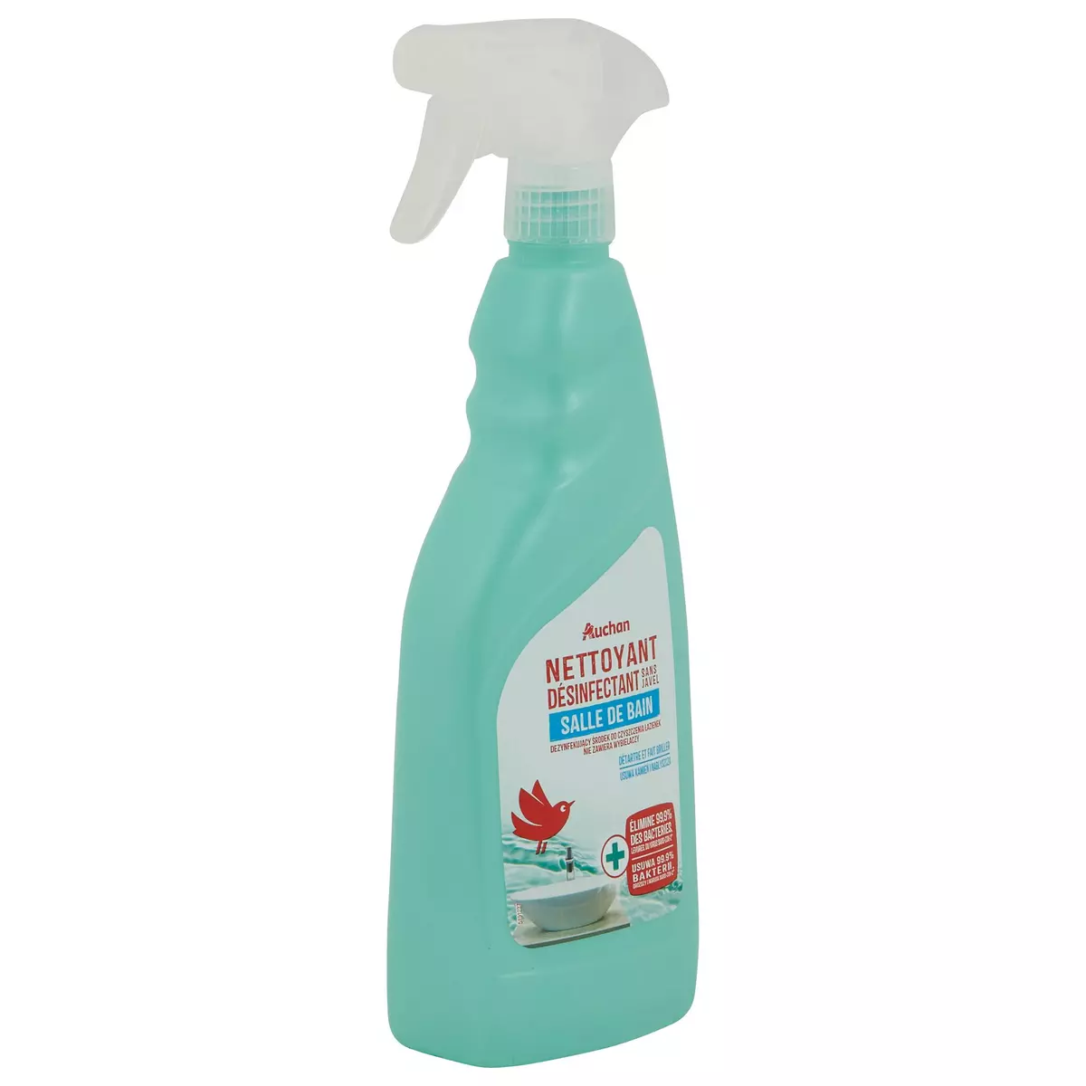 AUCHAN Spray nettoyant désinfectant salle de bain sans javel 750ml
