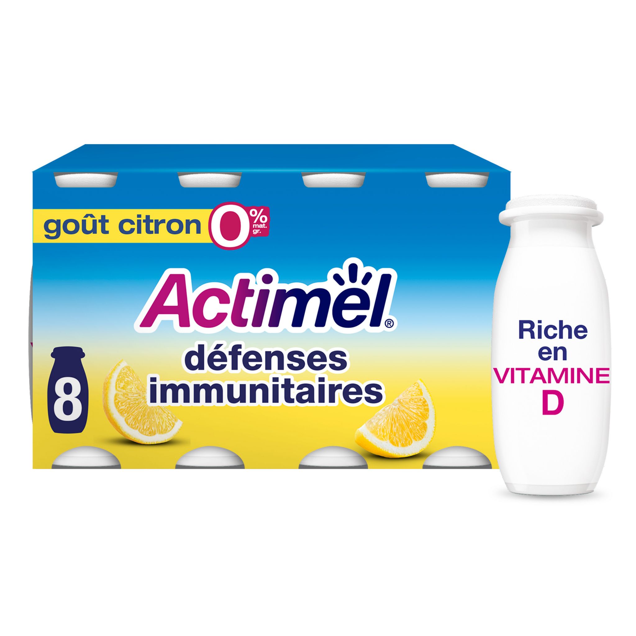 ACTIMEL Yaourt à boire saveur citron 8x100g