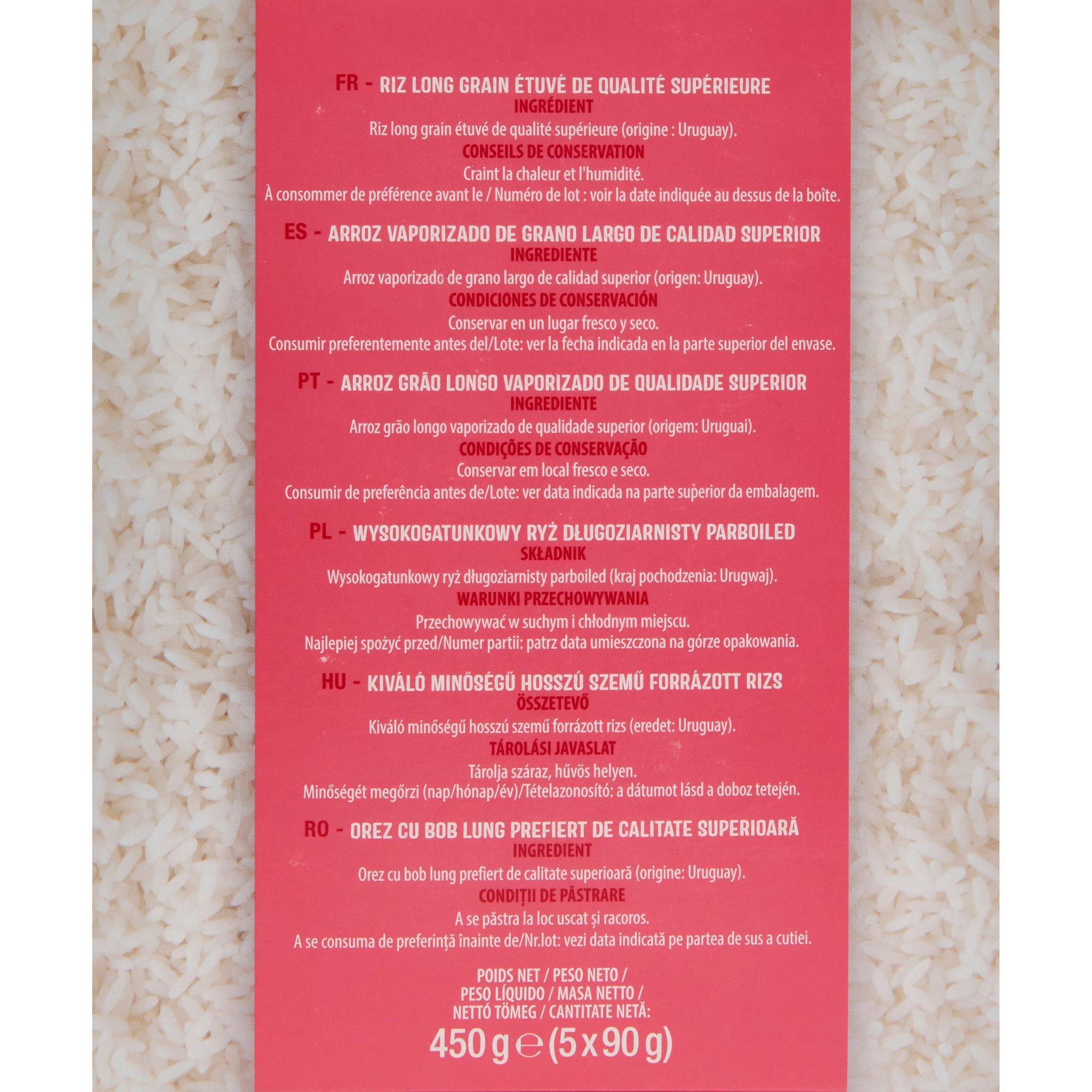 Voir la diapositive 3 : AUCHAN Riz long grain incollable en sachets 5 sachets 5x90g