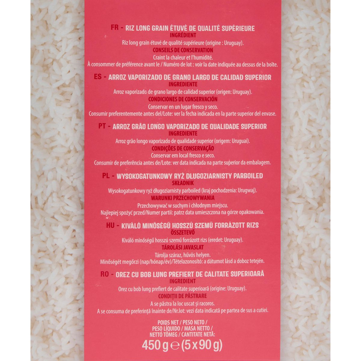 AUCHAN Riz long grain incollable en sachets 5 sachets 5x90g