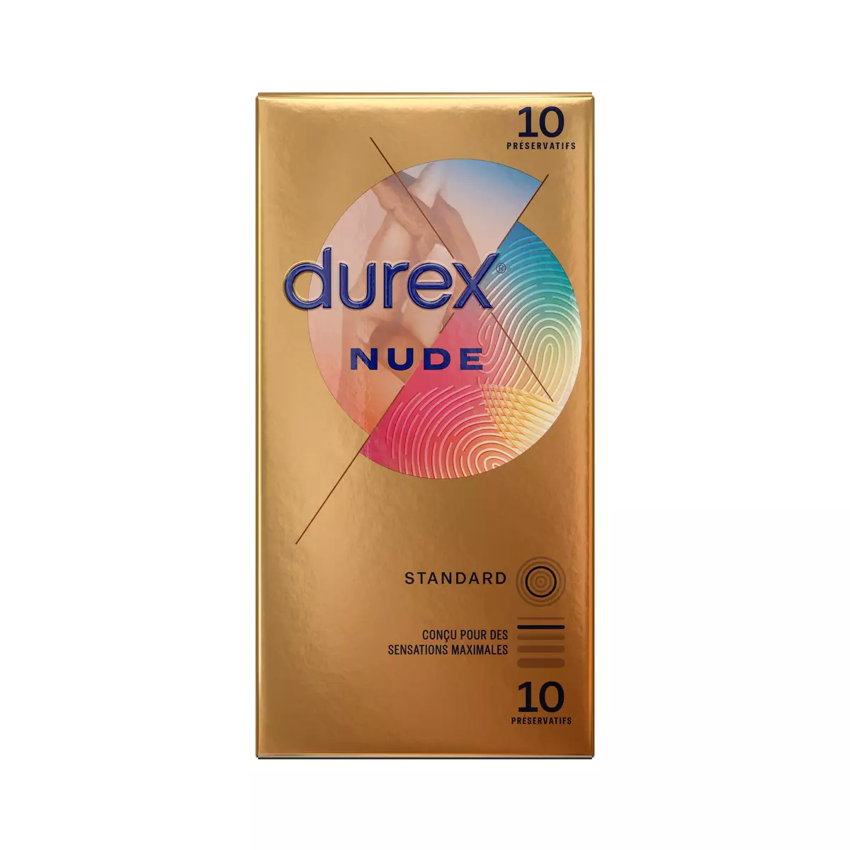 DUREX Nude Préservatifs standard sensations maximales 10 préservatifs