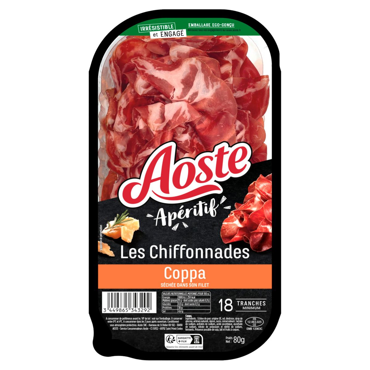 AOSTE Les chiffonnades coppa 18 tranches 80g