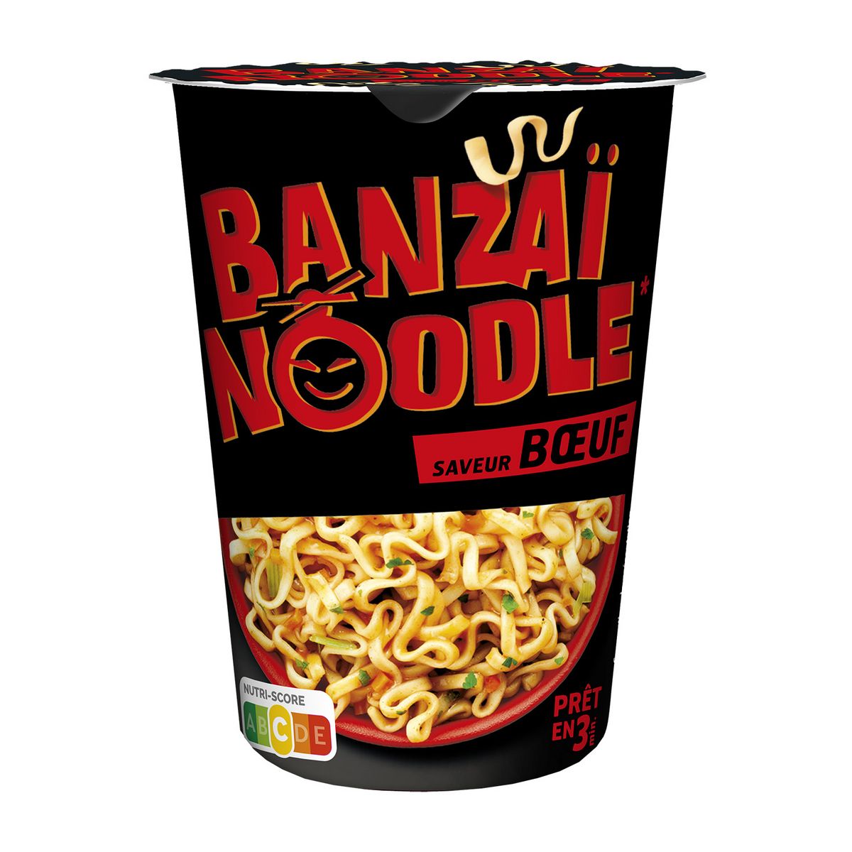 BANZAÏ NOODLE Cup nouilles saveur boeuf prêt en 3 minutes 60g