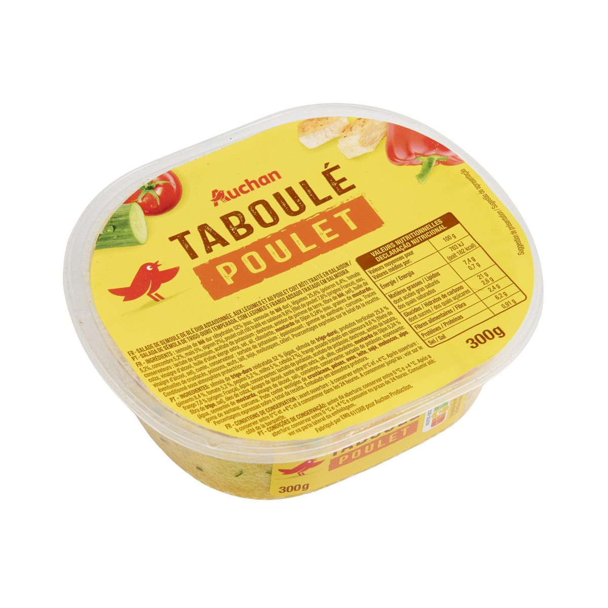 AUCHAN Taboulé au poulet 3 parts 300g