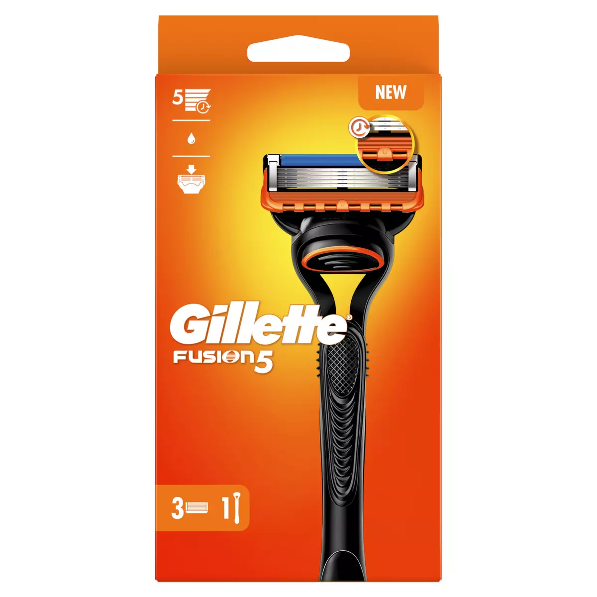 GILLETTE Fusion5 Rasoir avec recharges 3 recharges 1 rasoir
