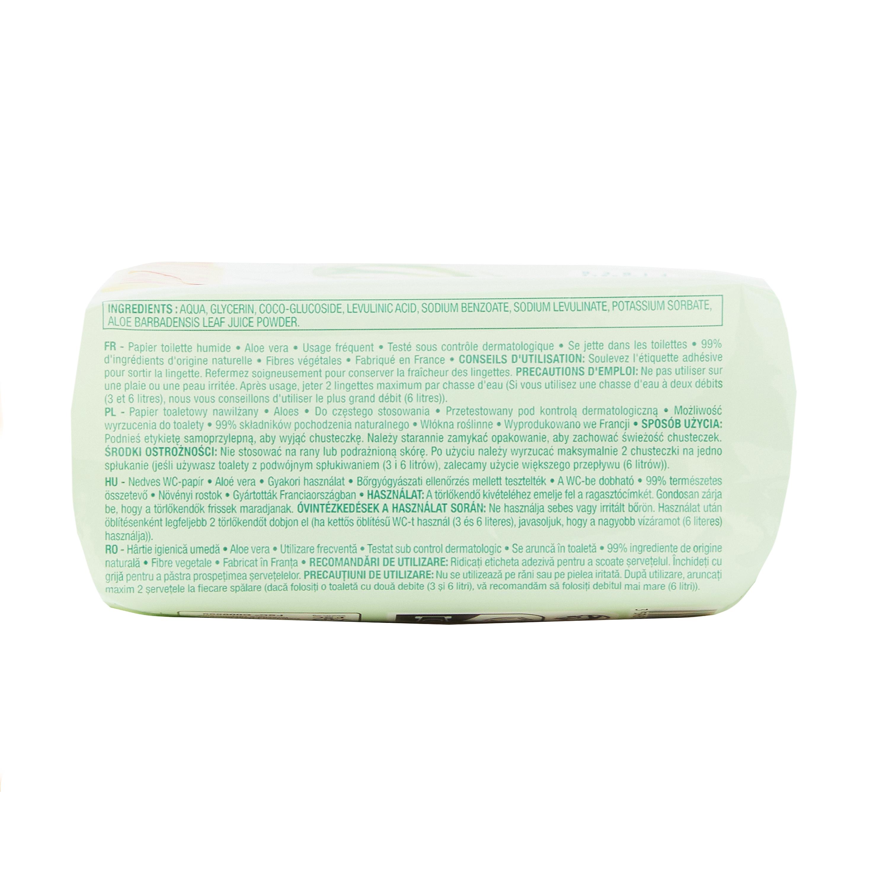 Voir la diapositive 4 : AUCHAN Lingettes papier toilette aloe vera 80 lingettes