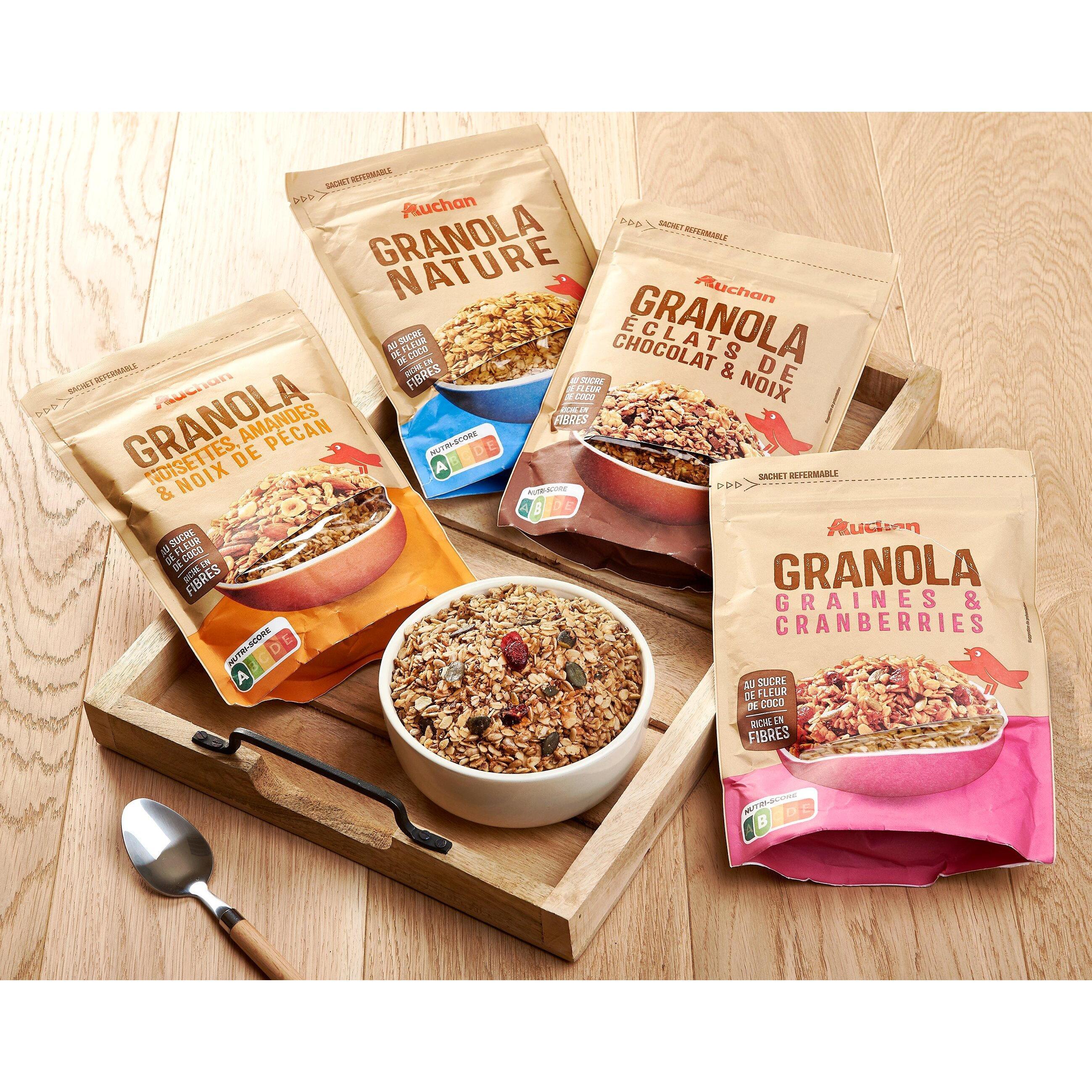 Voir la diapositive 3 : AUCHAN Granola éclats de chocolat et noix 350g