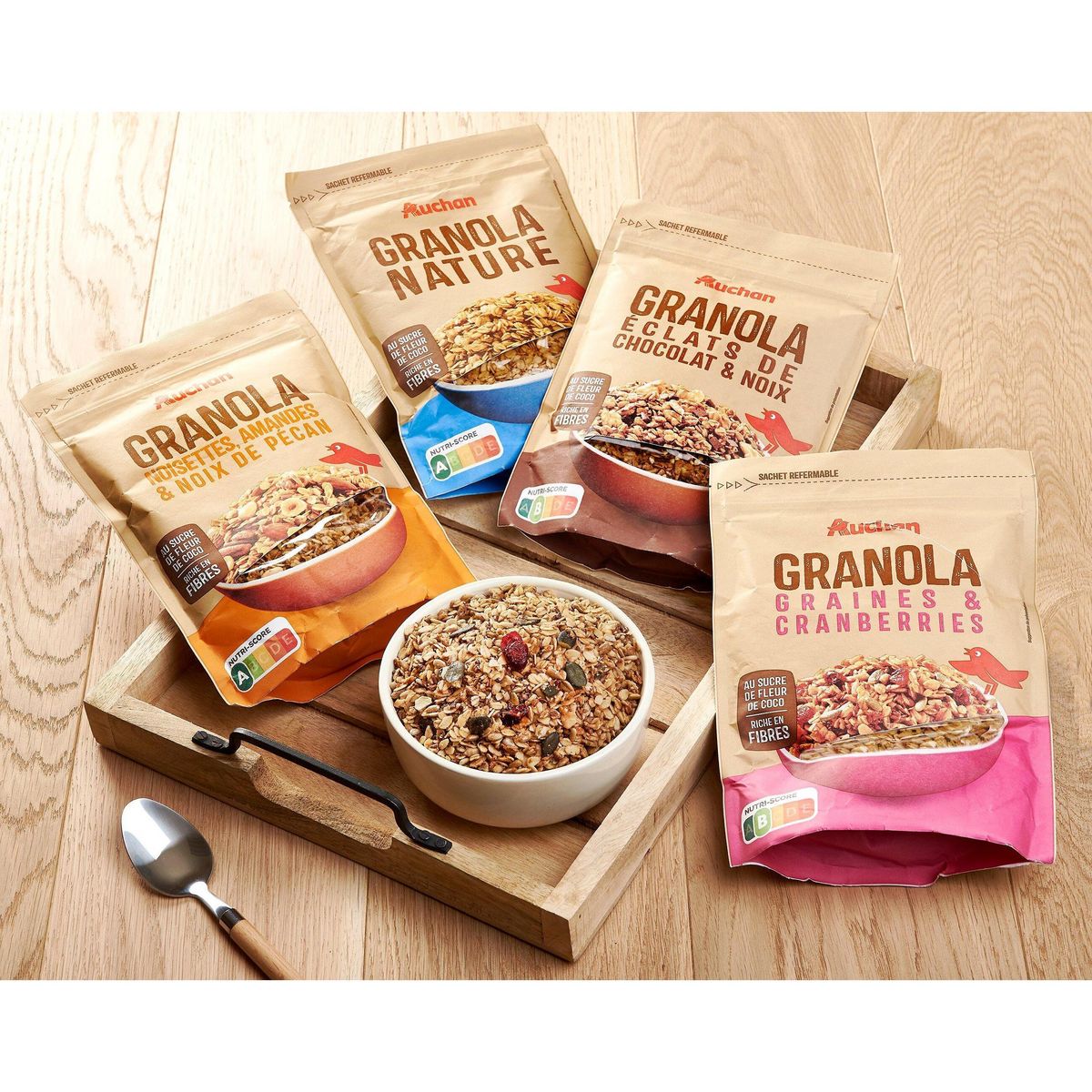 AUCHAN Granola éclats de chocolat et noix 350g