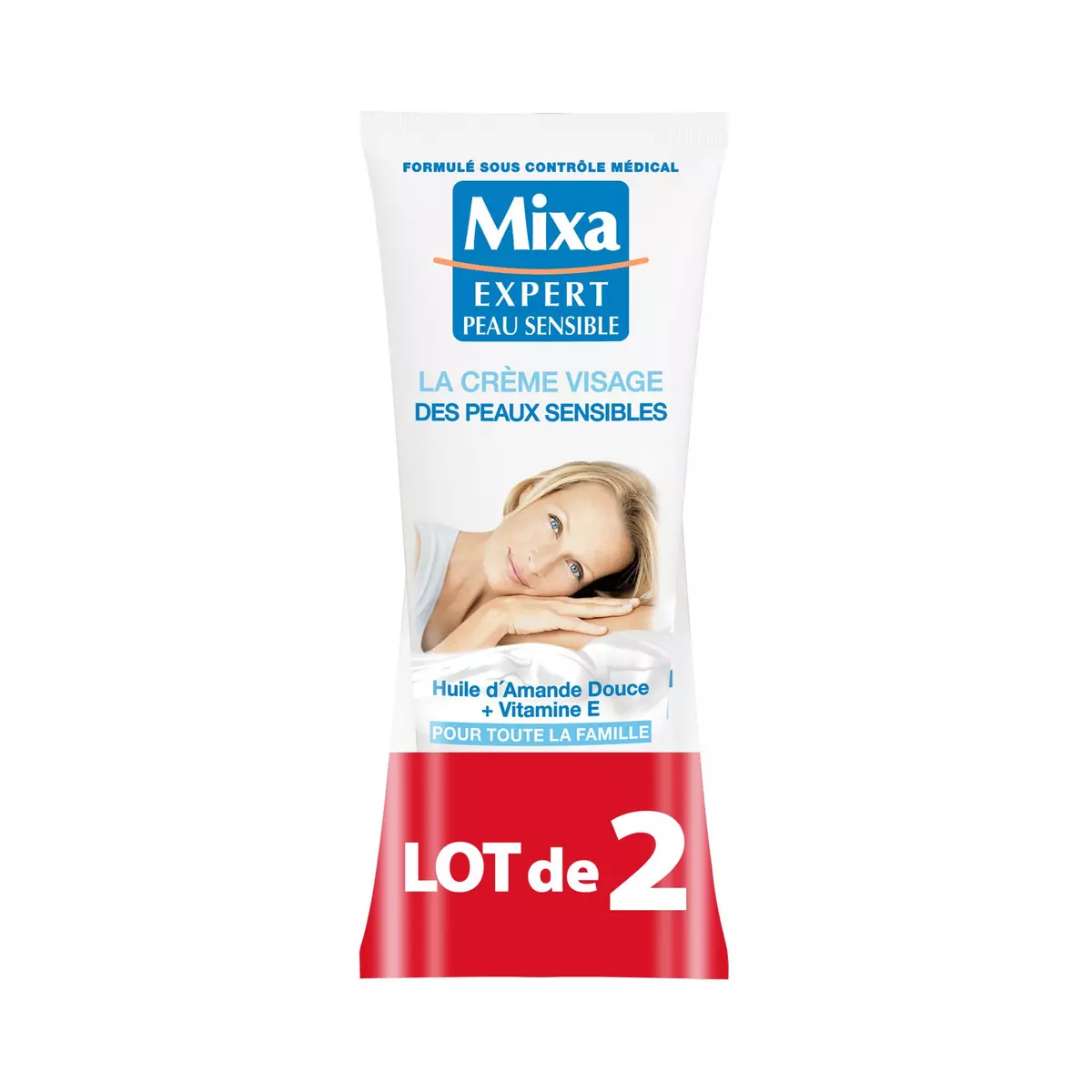 MIXA Expert Crème visage pour les peaux sensibles 2x100ml pas cher