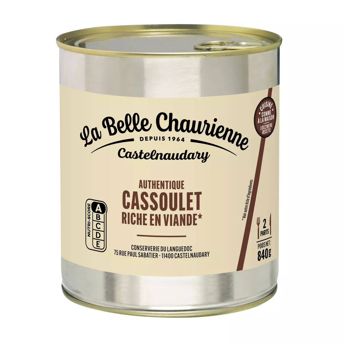 LA BELLE CHAURIENNE Authentique cassoulet riche en viande 2 portions 840g