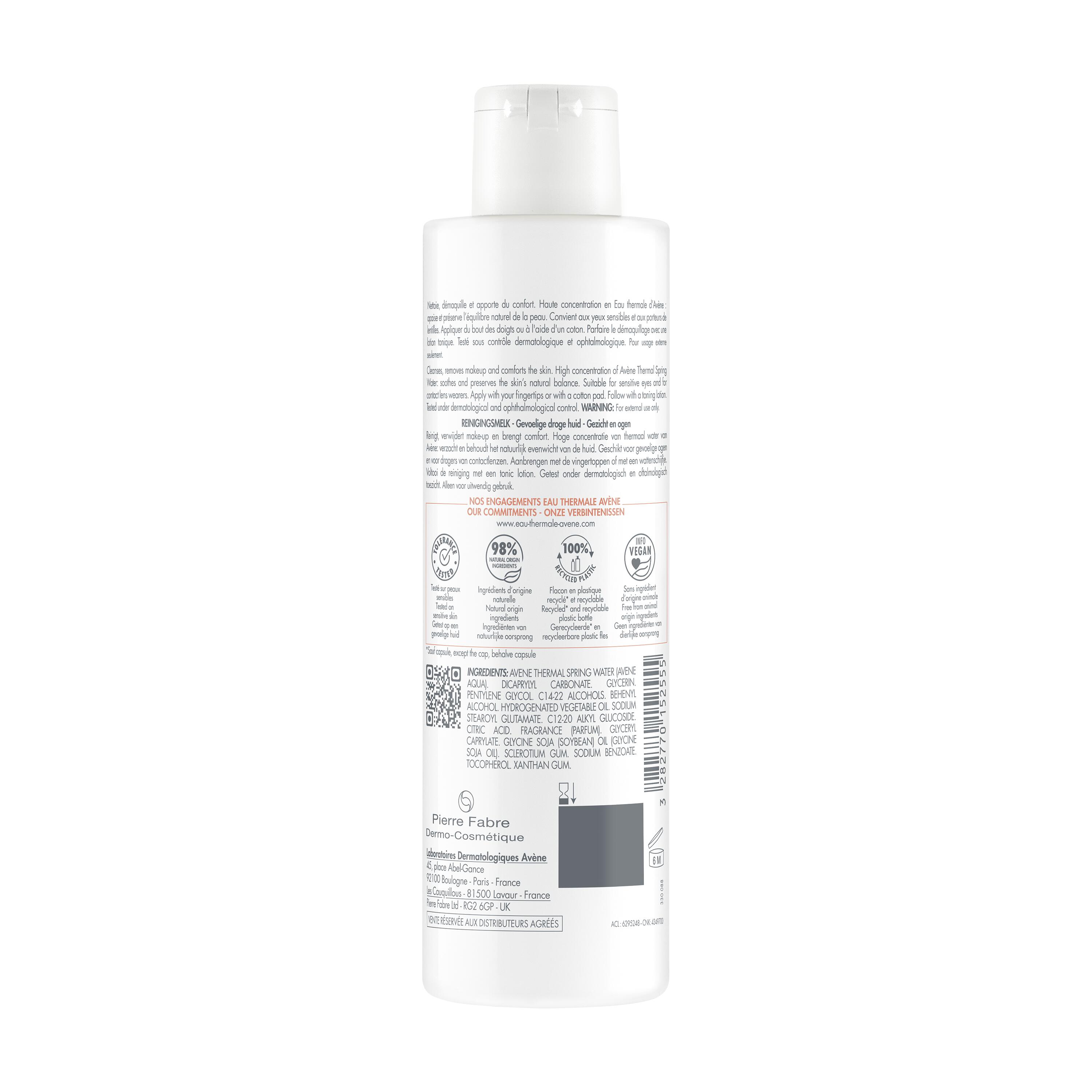 Voir la diapositive 2 : AVÈNE Lait démaquillant peaux sensibles 200ml