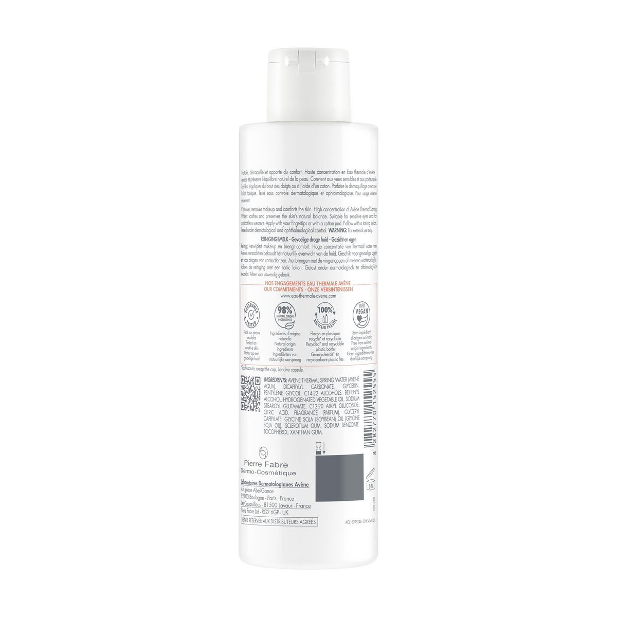 AVÈNE Lait démaquillant peaux sensibles 200ml