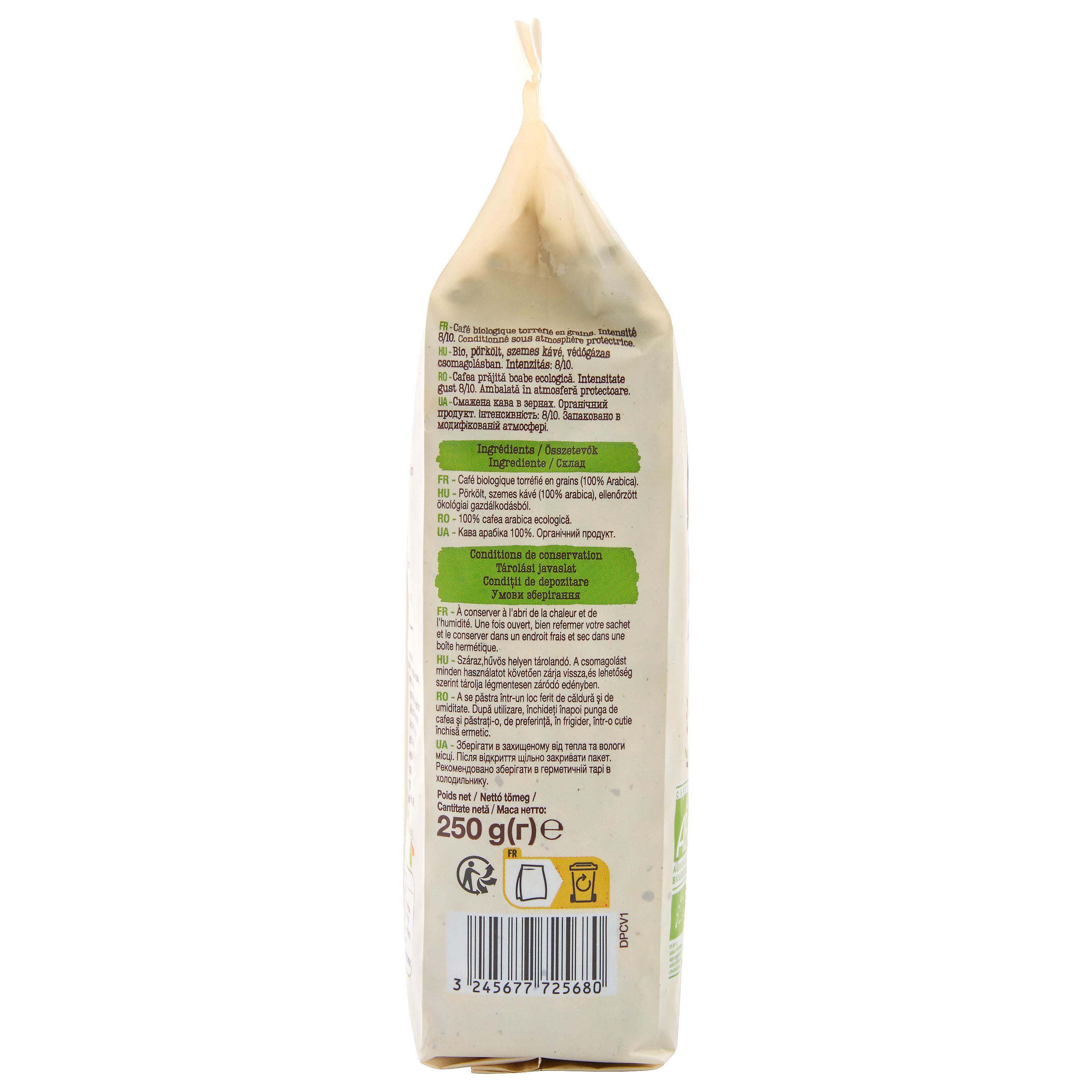 Voir la diapositive 2 : AUCHAN BIO Café en grains riche et équilibré pur arabica 250g