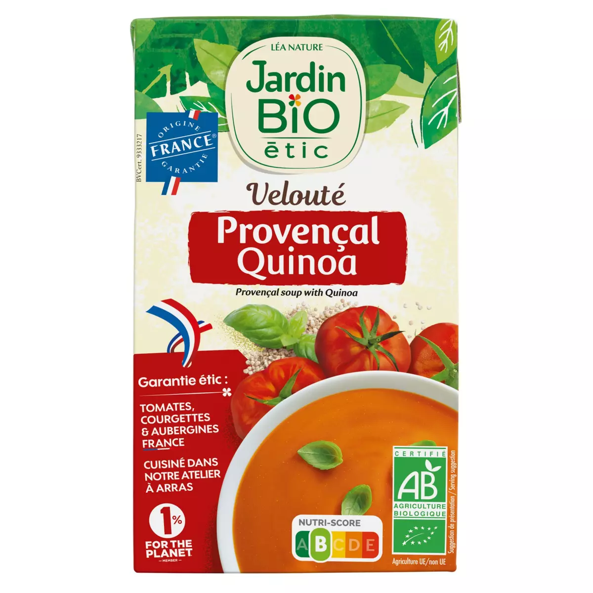 JARDIN BIO ETIC Soupe veloutée provençal quinoa 1l