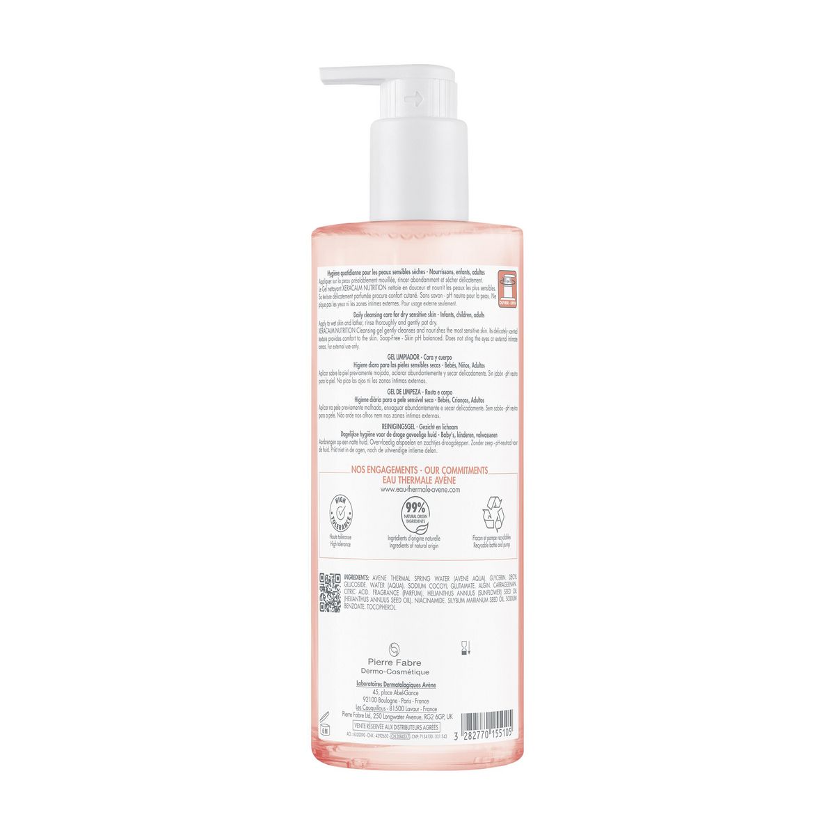 AVÈNE Xeracalm Gel nettoyant peaux sensibles sèches 500ml