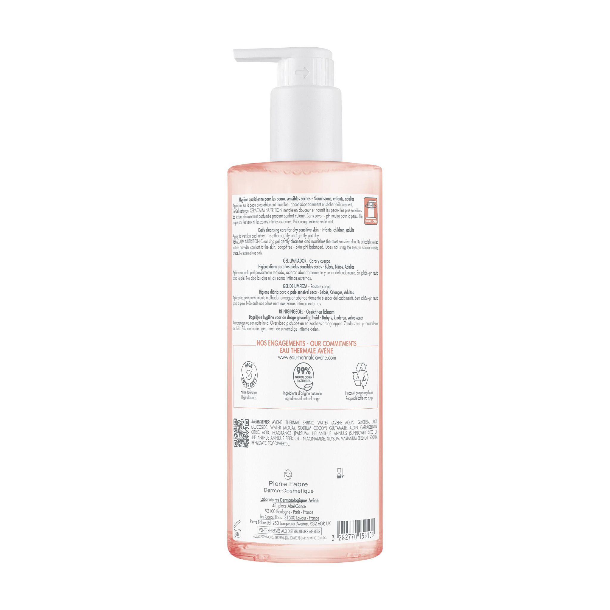Voir la diapositive 2 : AVÈNE Xeracalm Gel nettoyant peaux sensibles sèches 500ml