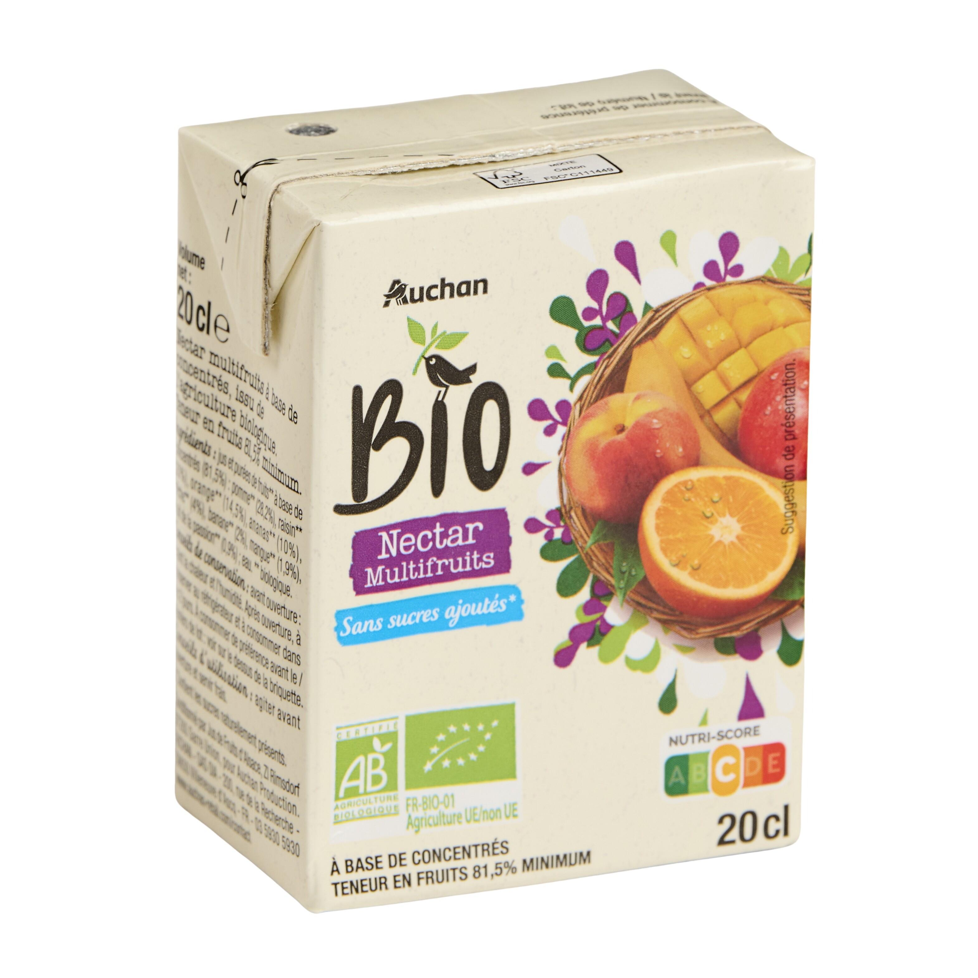 Voir la diapositive 5 : AUCHAN BIO Nectar multifruits sans sucres ajoutés en briquette bio 20cl