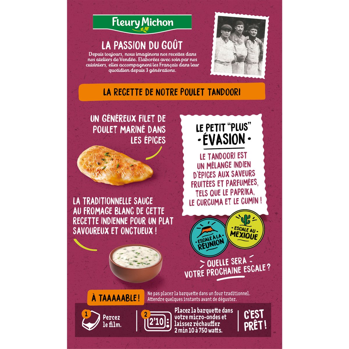 FLEURY MICHON Poulet tandoori et semoule aux petits légumes 2x280g