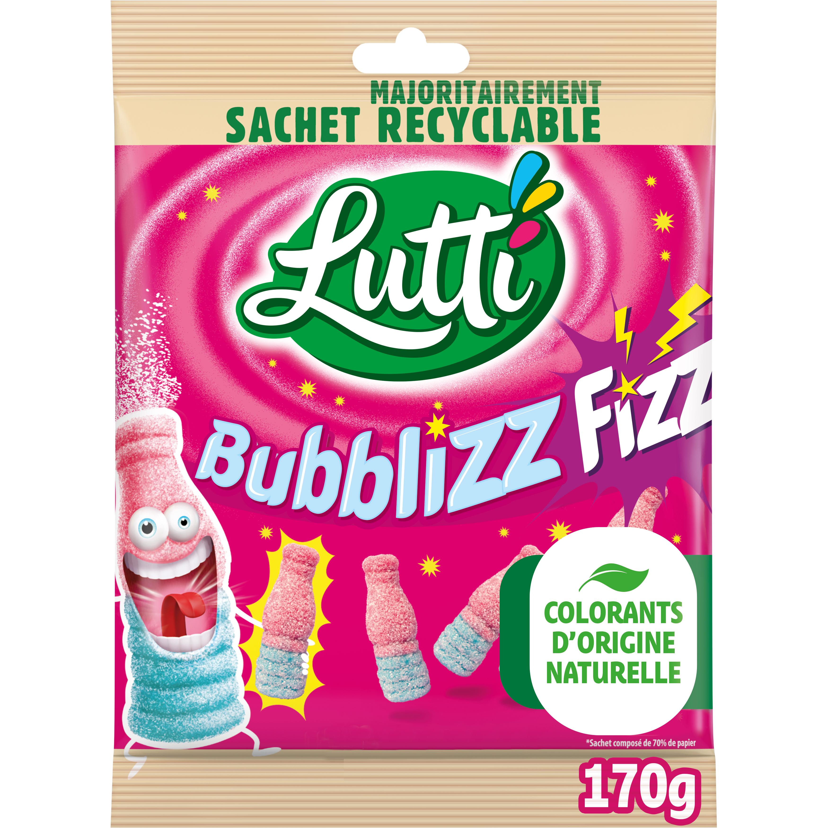 Voir la diapositive 2 : LUTTI Bonbons gélifiés bubblizz goût bubble gum 170g