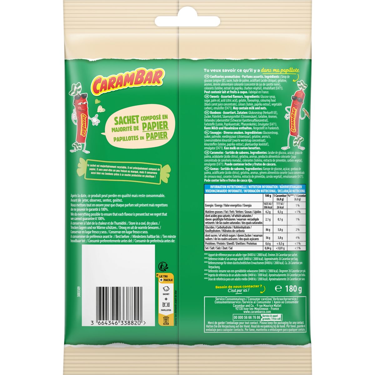 CARAMBAR Bonbons goût fruits 180g