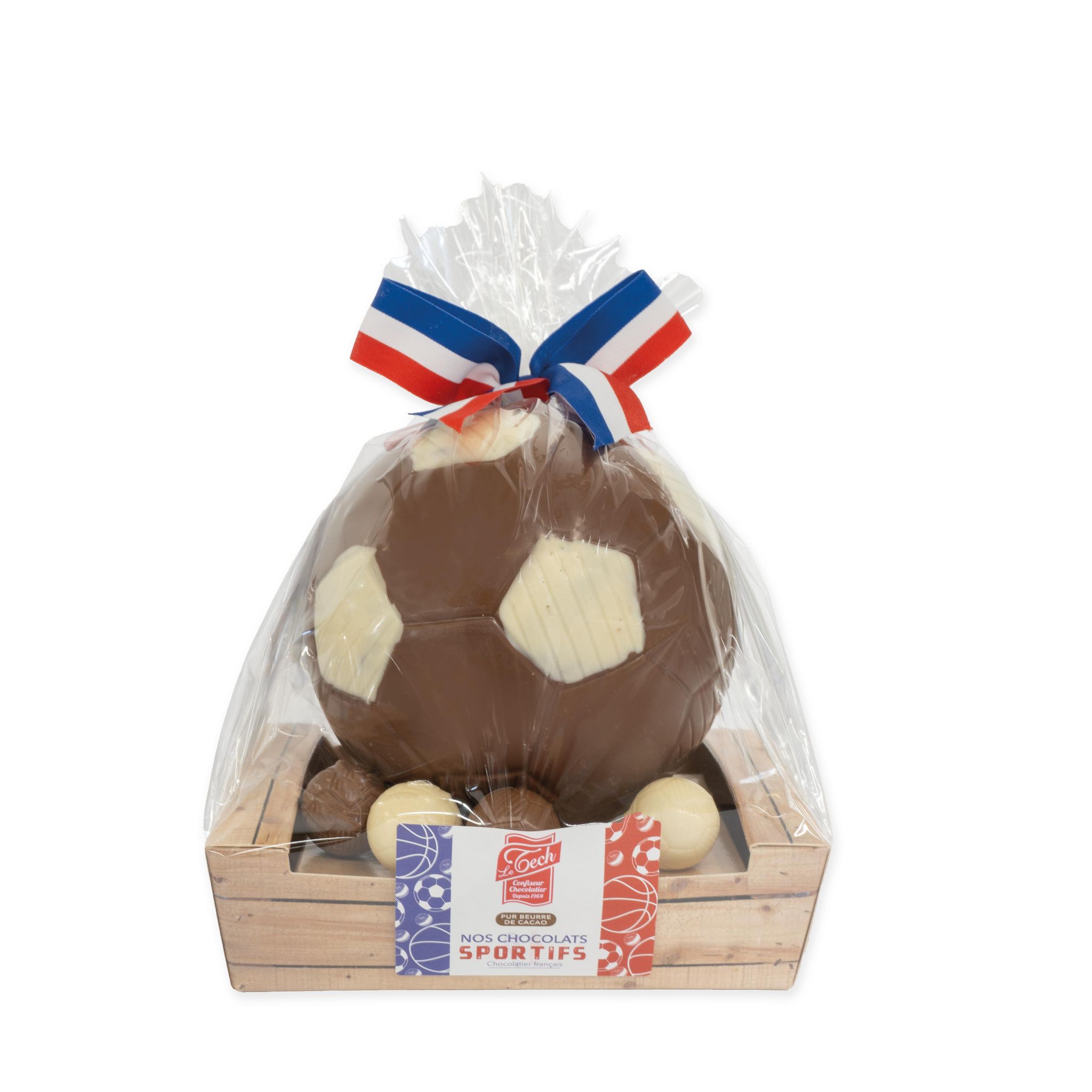 LE TECH Corbeille foot en chocolat au lait et décoré de chocolat blanc 270g