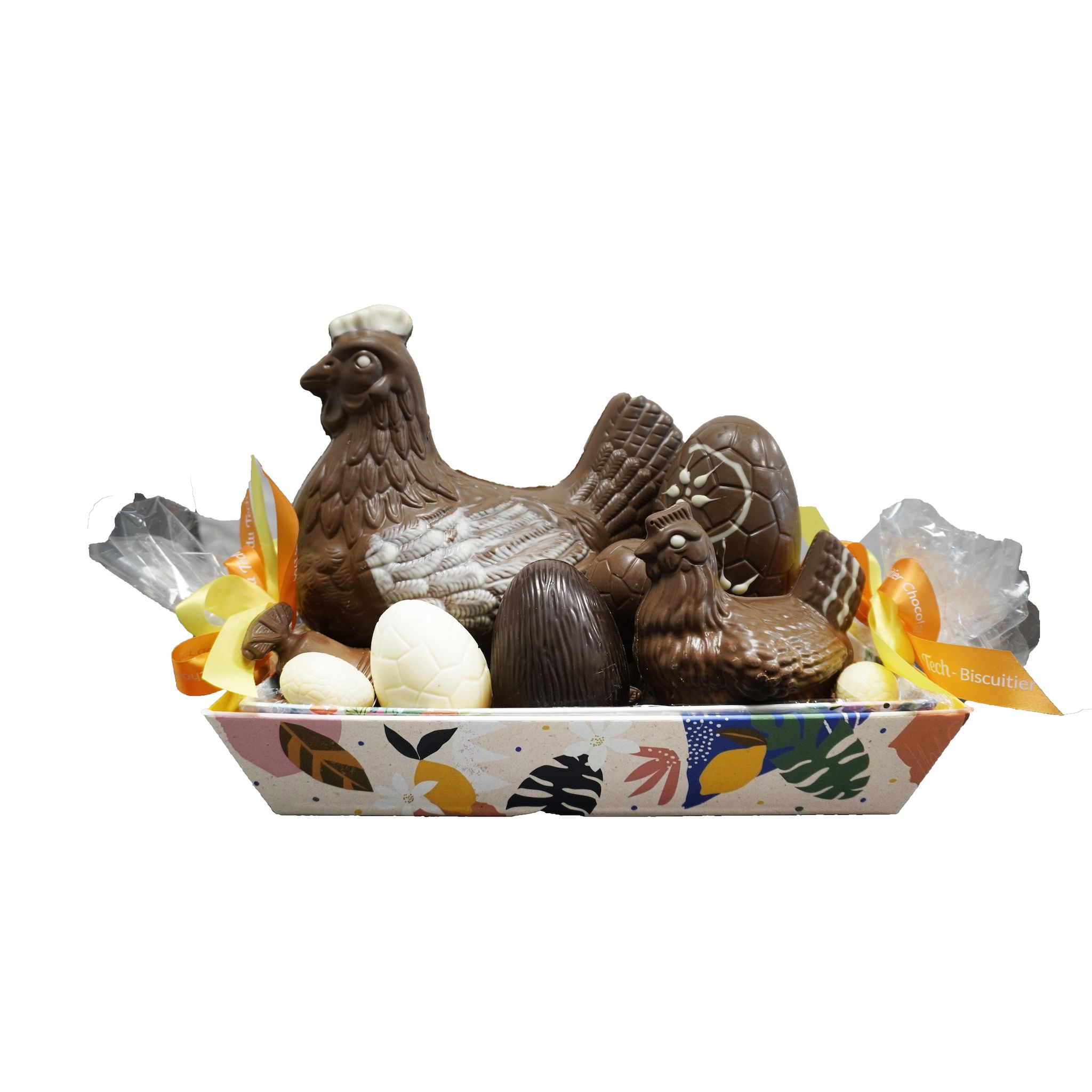 LE TECH Corbeille de moulages au chocolat au lait, blanc et noir 1260g