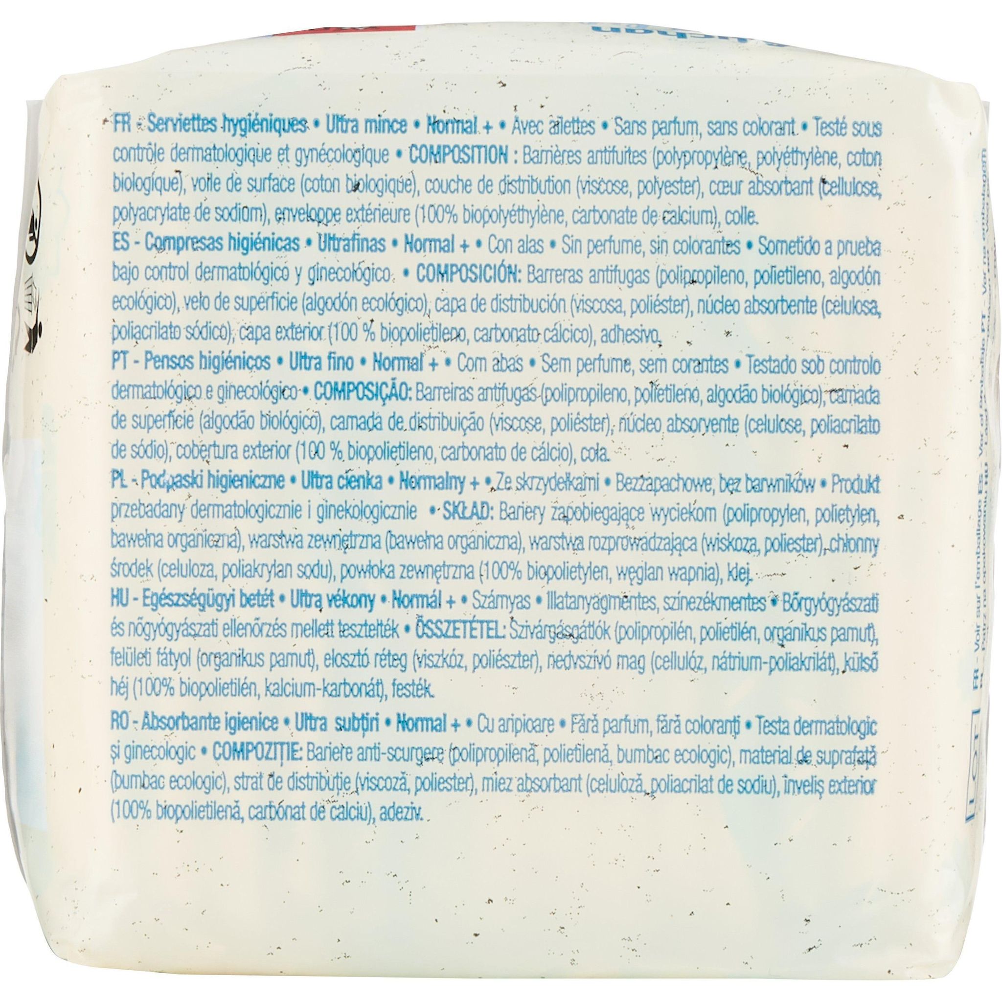 Voir la diapositive 4 : AUCHAN BETTER LIFE Serviettes hygiéniques ultra minces avec ailettes normal+ 14 serviettes