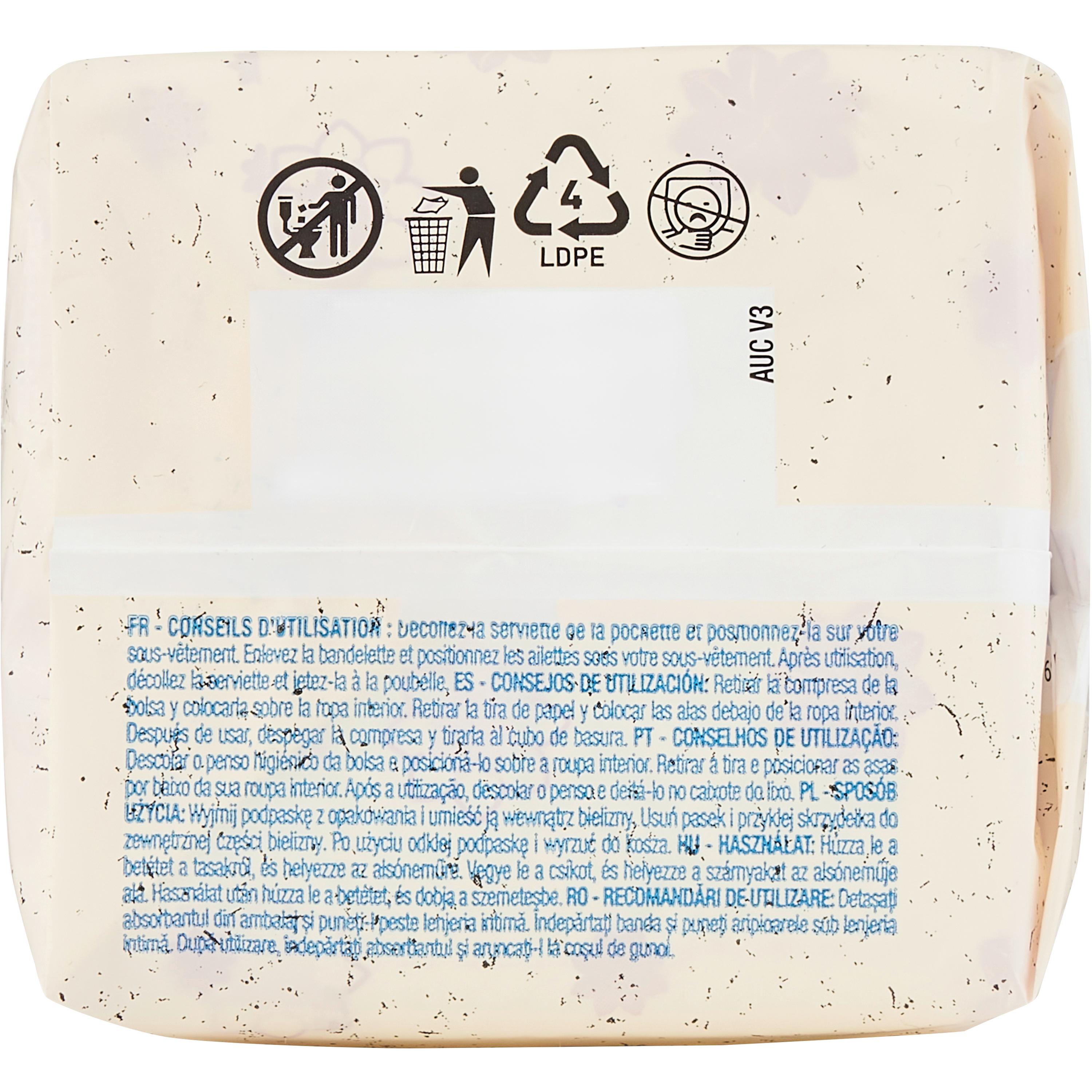 Voir la diapositive 3 : AUCHAN BETTER LIFE Serviettes hygiéniques en coton bio avec ailettes ultra minces super+ 12 serviettes