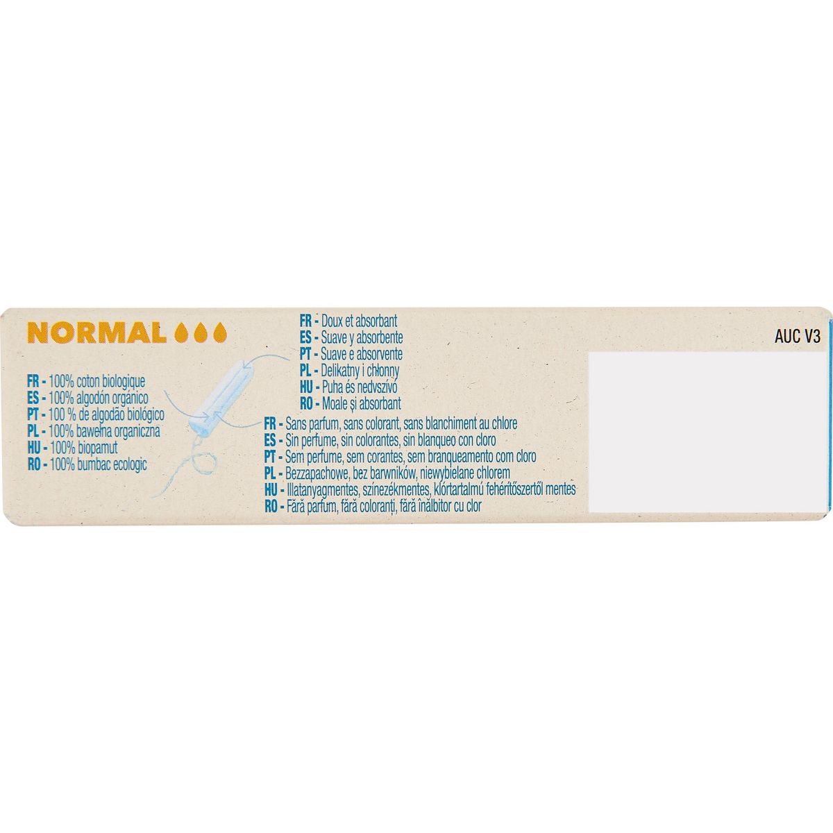 AUCHAN BETTER LIFE Tampons sans applicateur normal 16 tampons